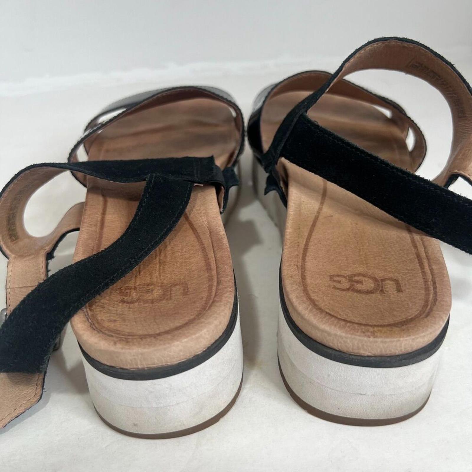 Ugg Braelynn Sandal Black Patent Leather Strappy Platform Sandal Size 9.5