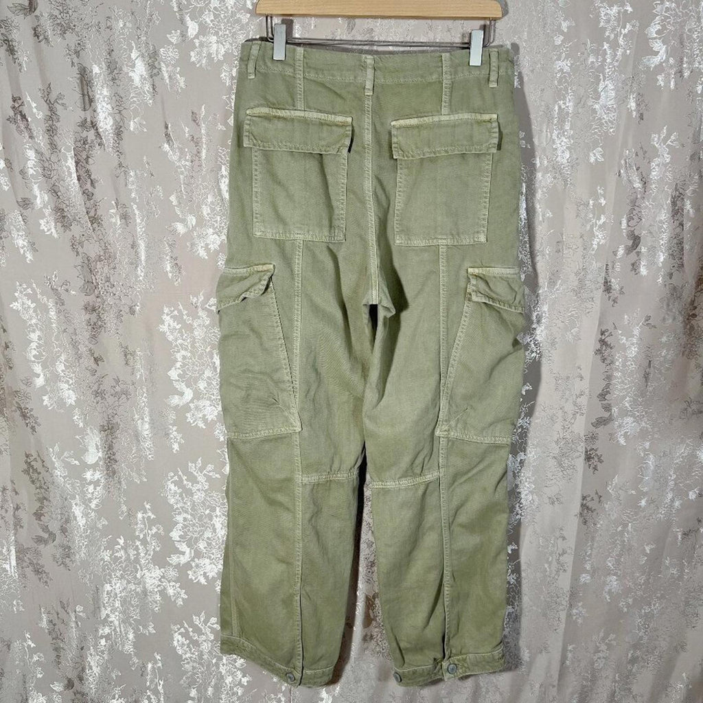 Free People First Light Utility Pant Green Tan Cargo Pants Women's Size 8