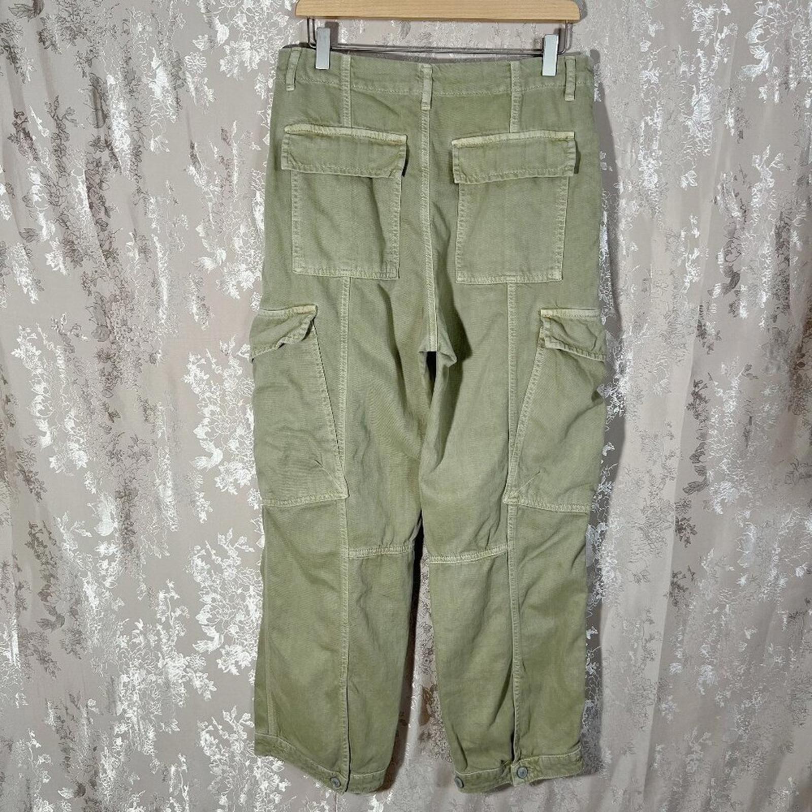 Free People First Light Utility Pant Green Tan Cargo Pants Women's Size 8