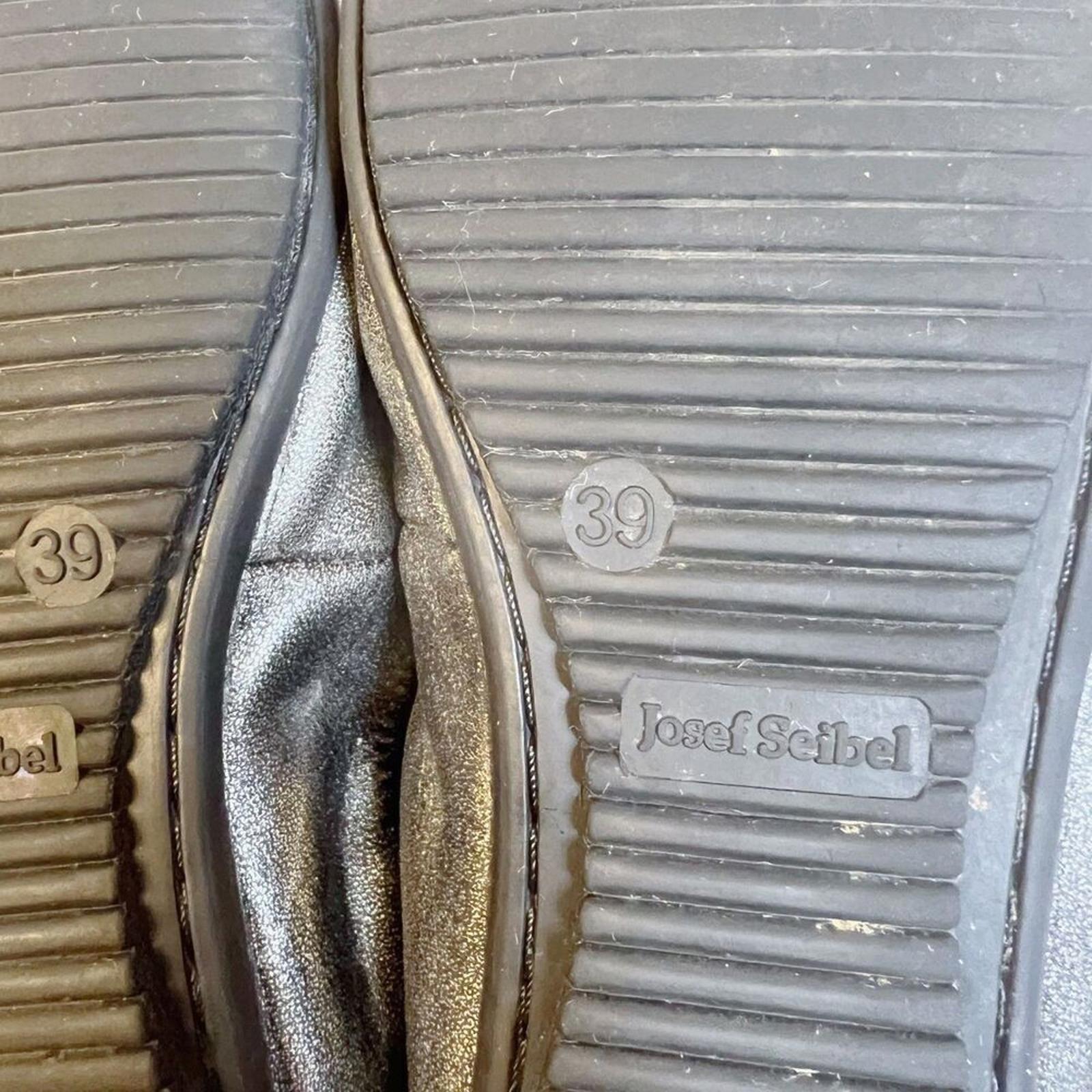 Josef Seibel Women's Cap Toe Ballet Flats Black Patent Leather Silver Size 8 8.5