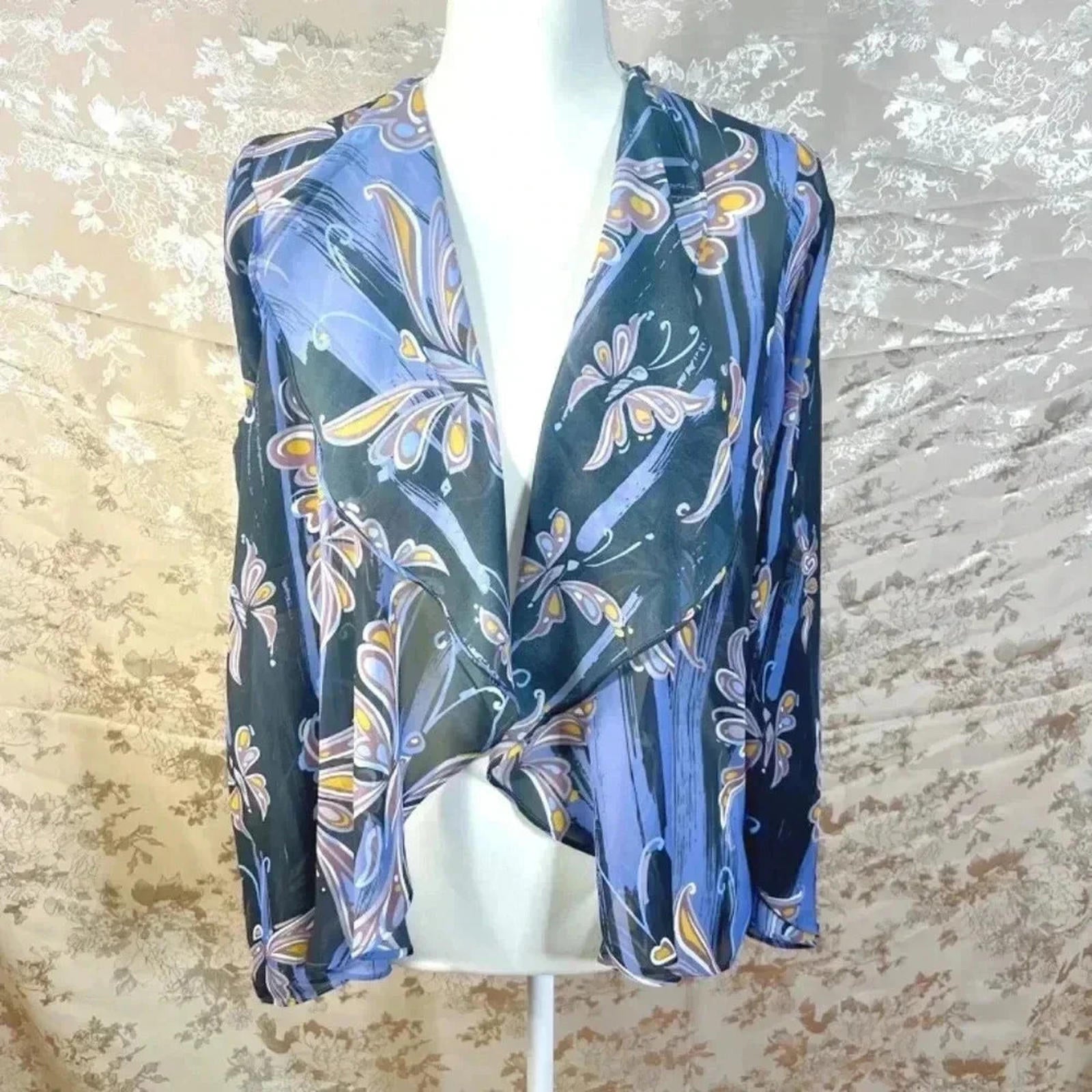 y2k Vintage Bob Mackie Wearable Art Purple Butterfly Shawl Size S
