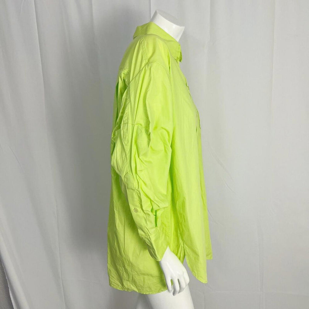 Zara Neon Green Long Sleeve Button Up Shirt Women's Size S