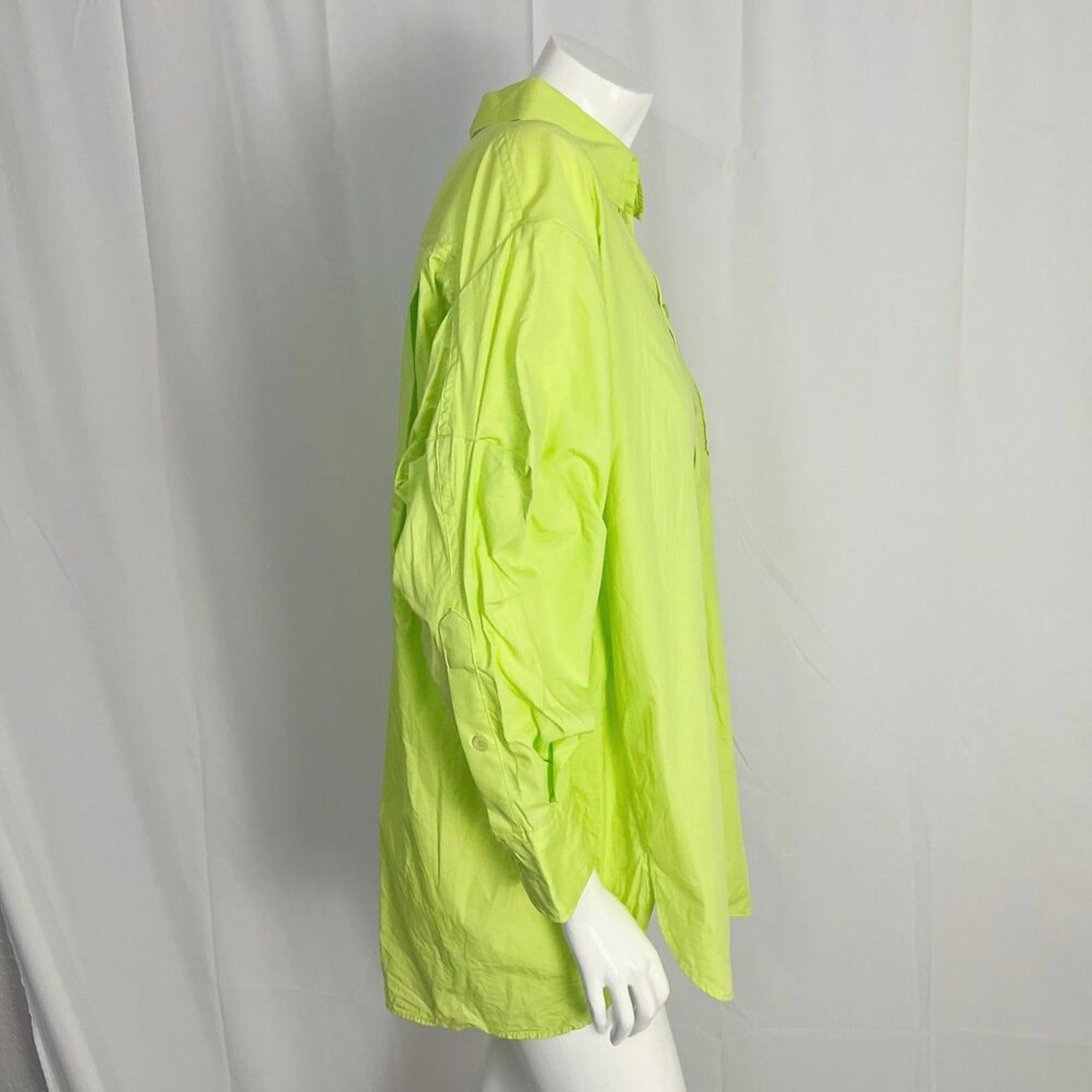 Zara Neon Green Long Sleeve Button Up Shirt Women's Size S