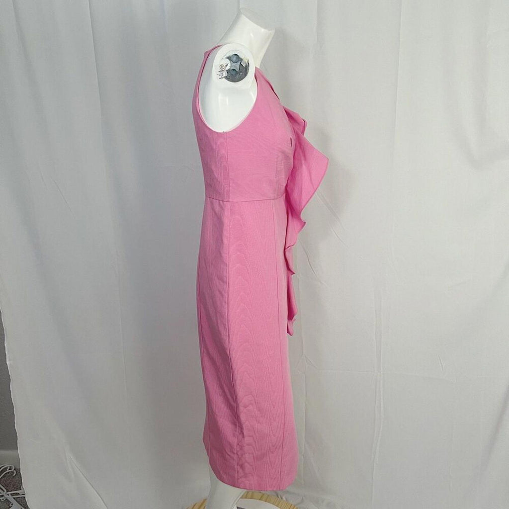Kay Unger Nellie Ruffle Dress in Peony Pink Sleeveless Cocktail Dress Size 4