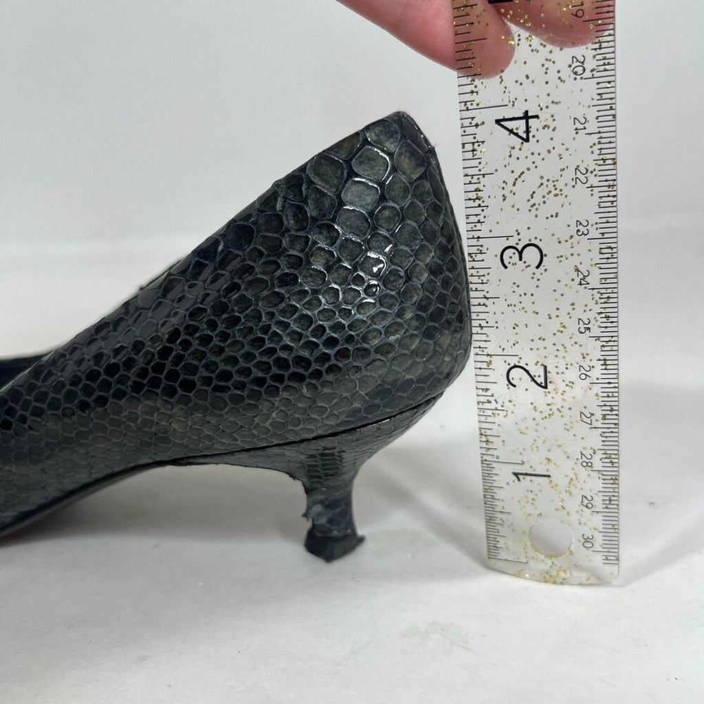 y2k Stuart Weitzman Grey Python Snakeprint Leather Pointed Toe Heels Size 8.5