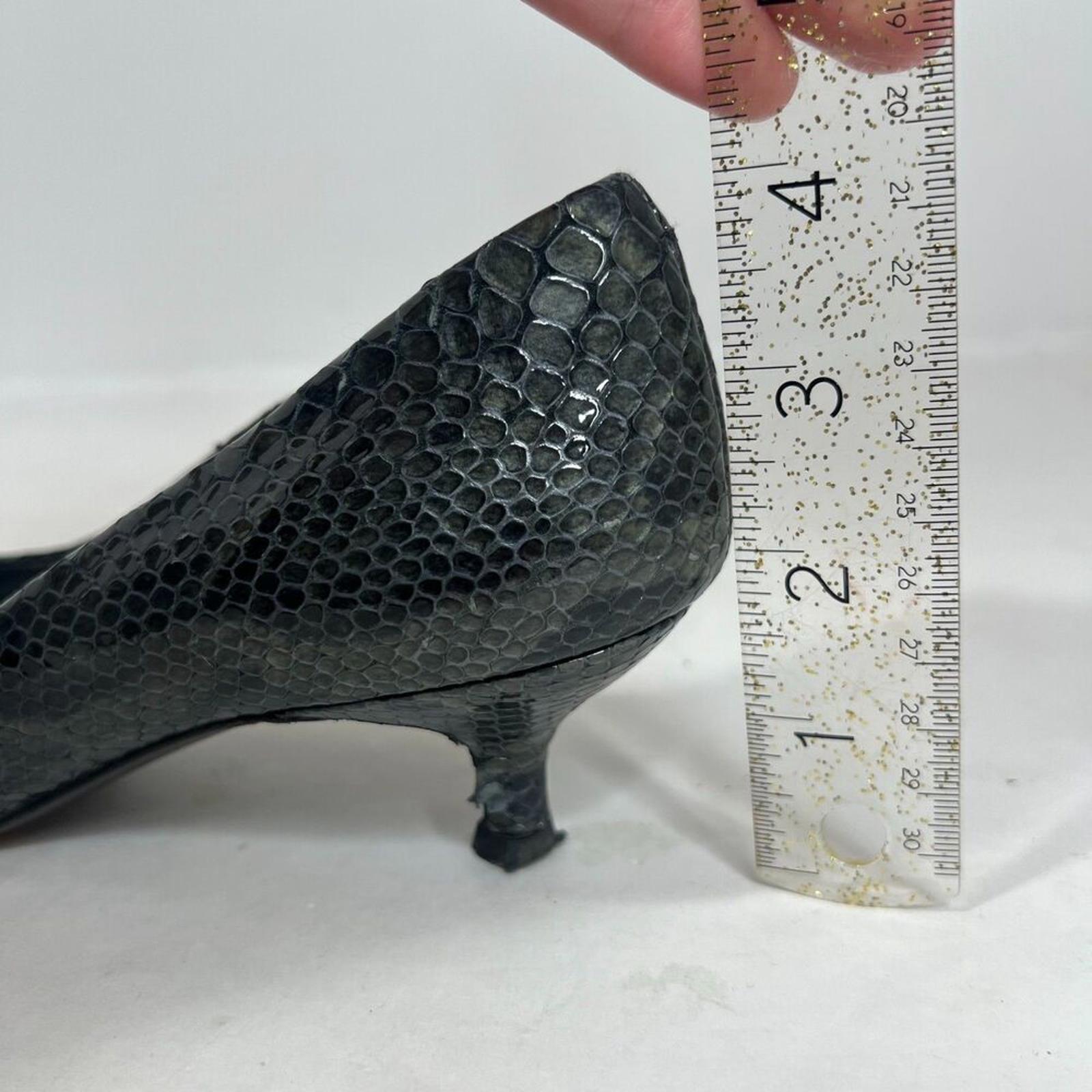 y2k Stuart Weitzman Grey Python Snakeprint Leather Pointed Toe Heels Size 8.5