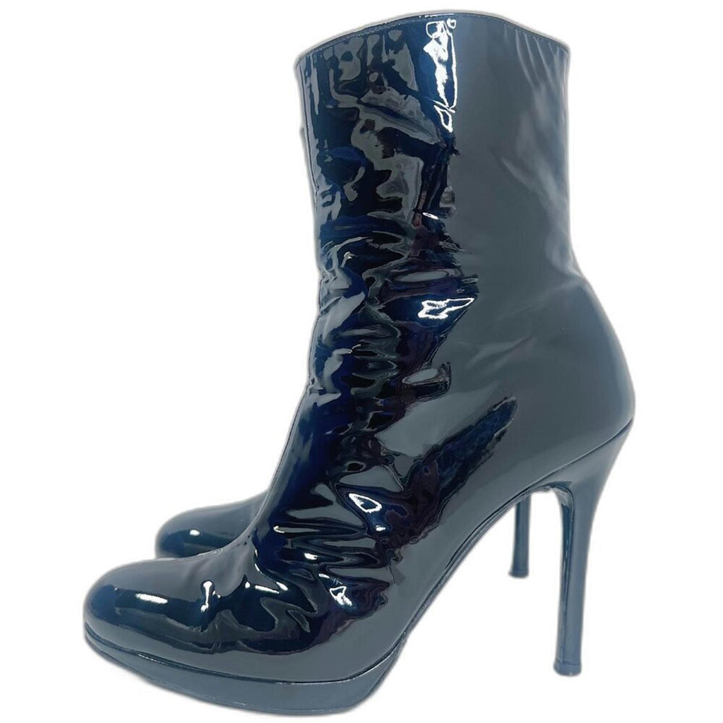 Stuart Weitzman Apollo Black Patent Leather Stiletto Boot Heeled Bootie Size 10