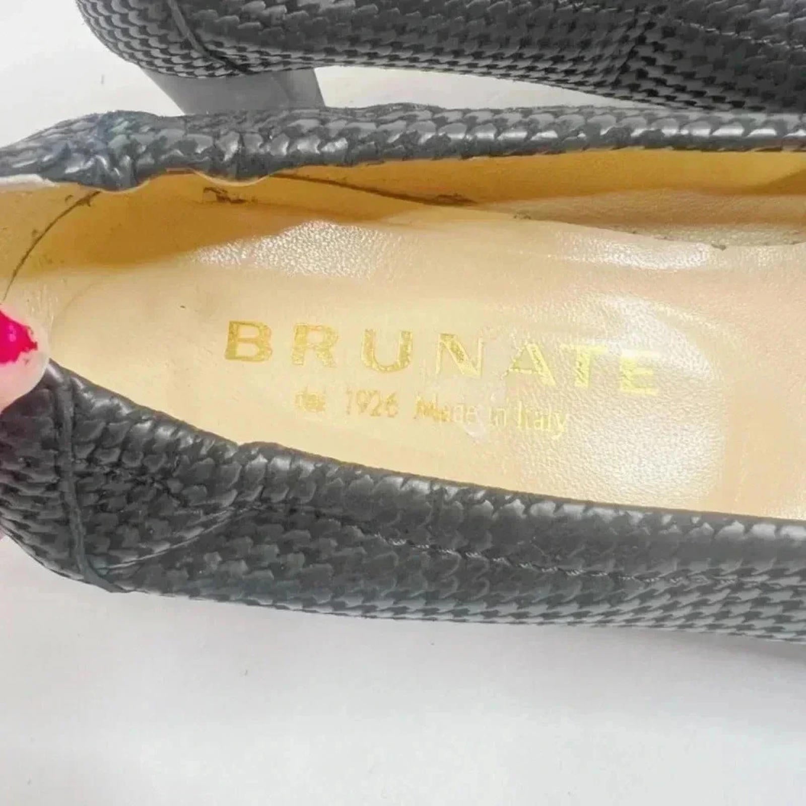 Brunate Ambe Black Houndstooth Heeled Ballet Shoes Size 40 1/2