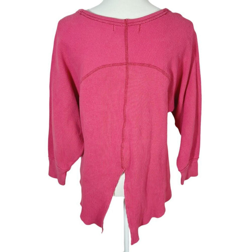 Free People We the Free Rose Amelia Thermal Top Waffle Long Sleeve Shirt Size S