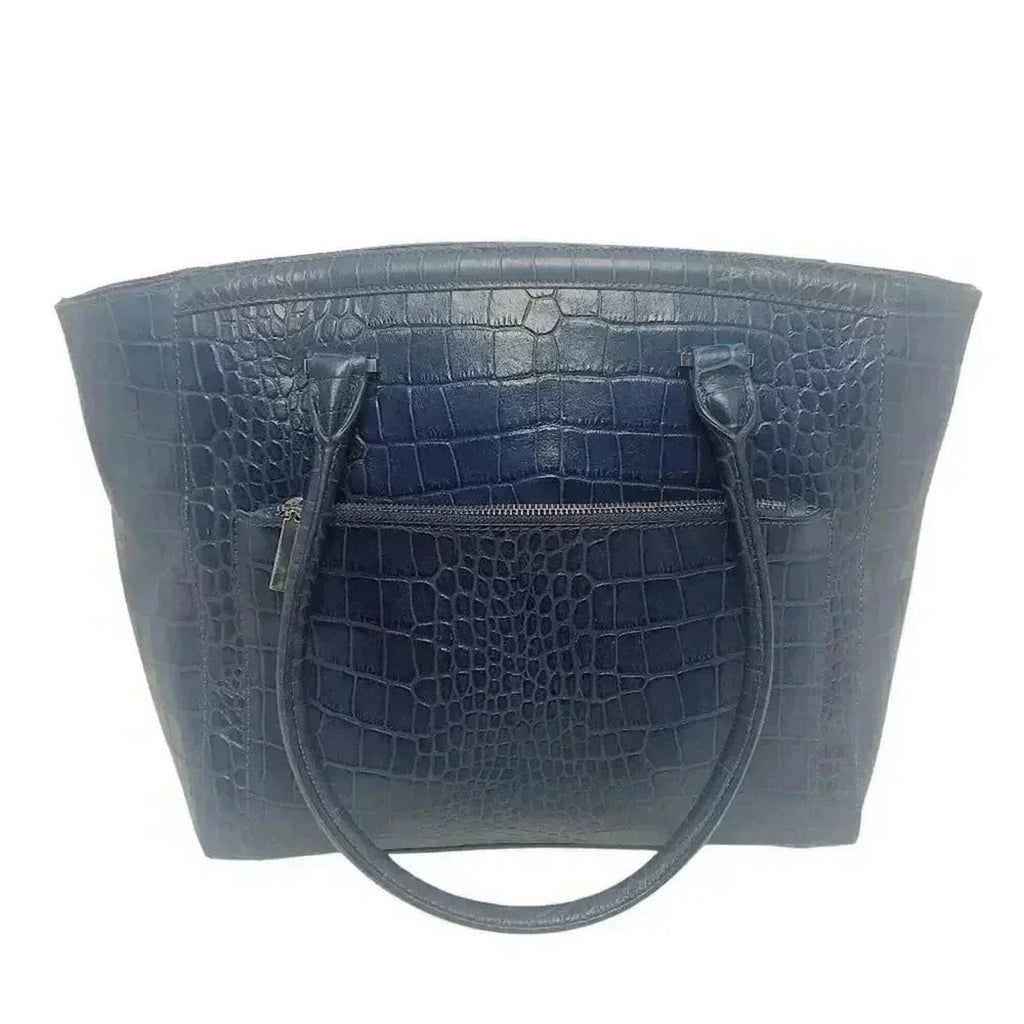 Halogen Blue Faux Crocodile Handbag
