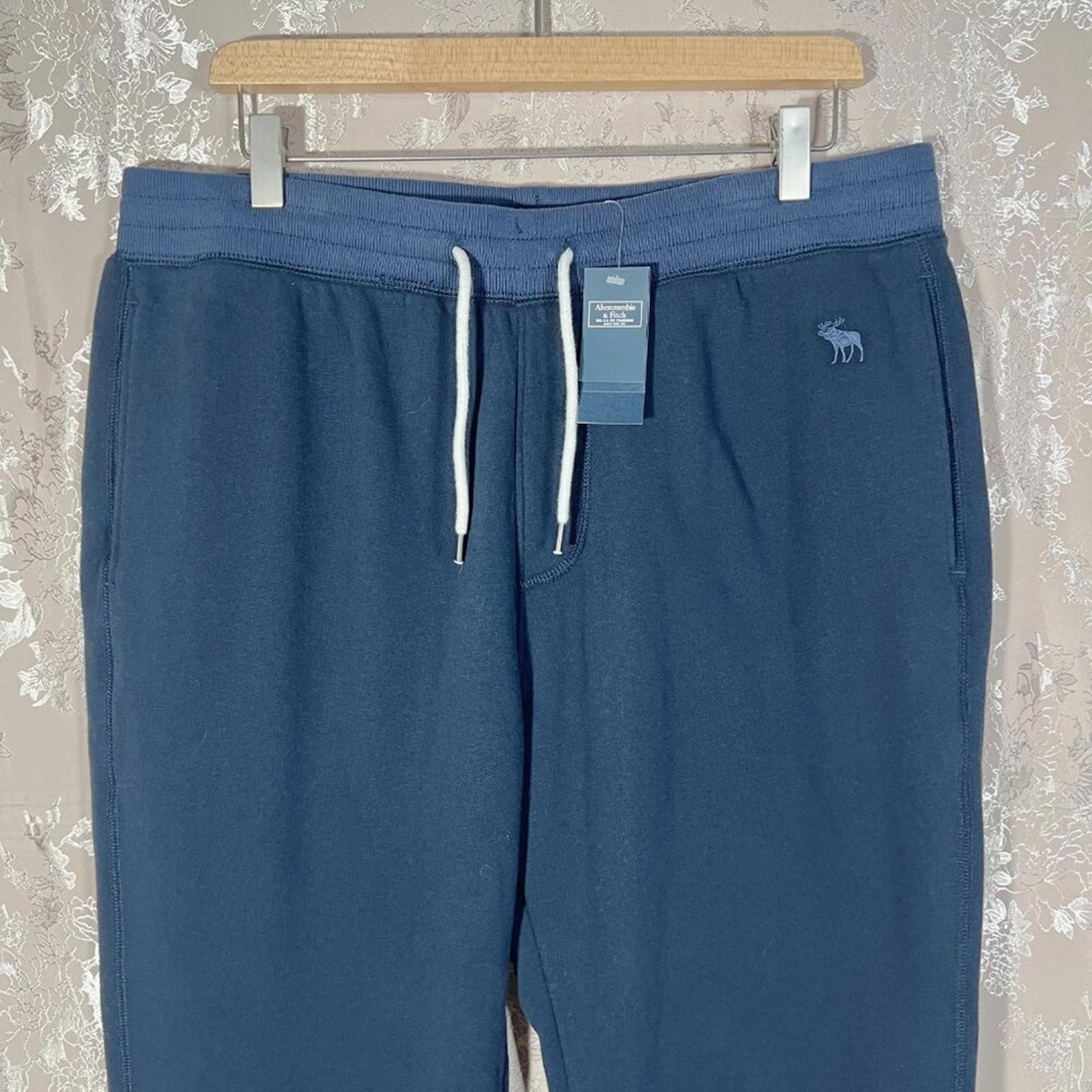 NWT Men's Abercrombie & Fitch Navy Blue Fleece Lined Joggers Size XL