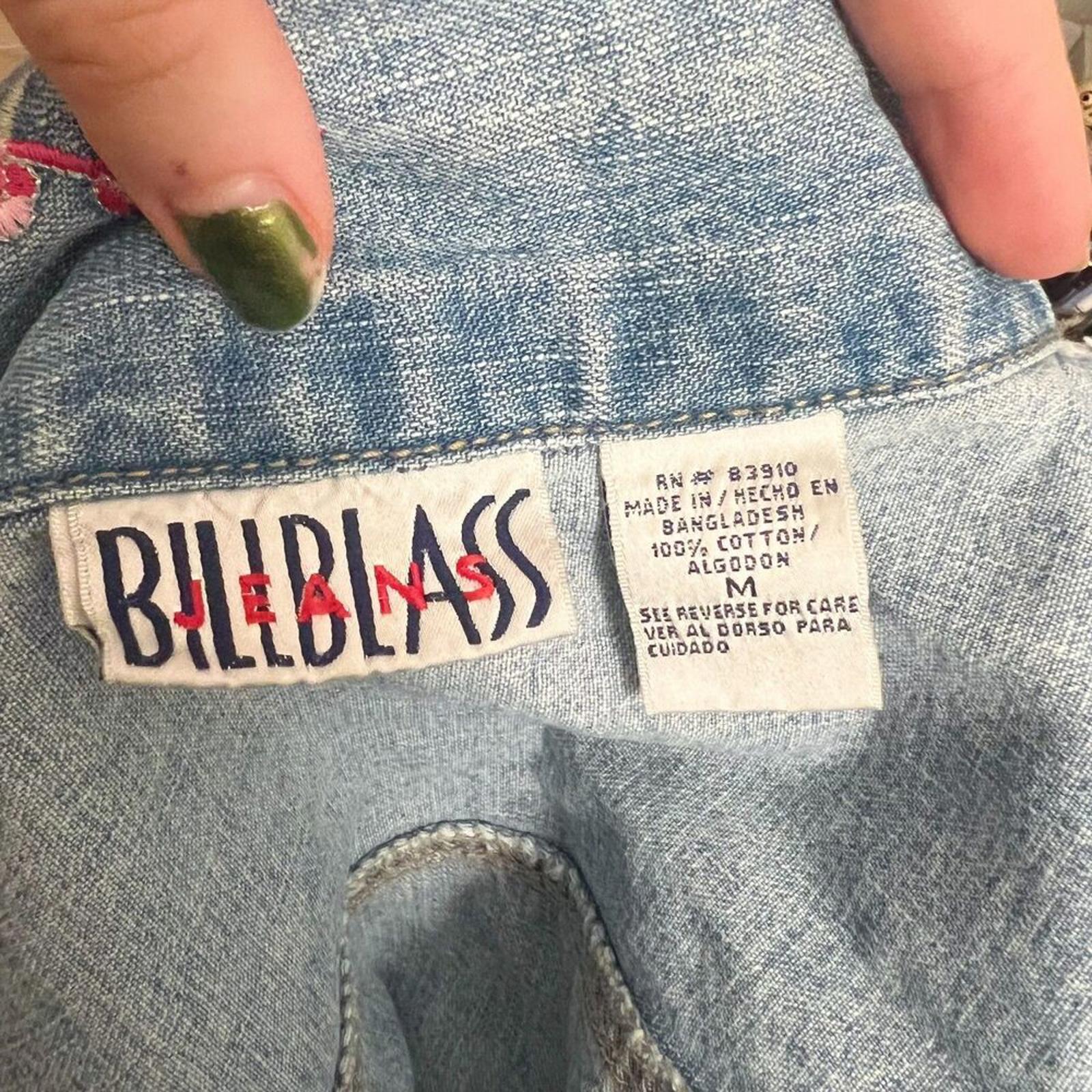 Vintage y2k Bill Blass Denim Vest Pink Flower Embroidered Western Size M