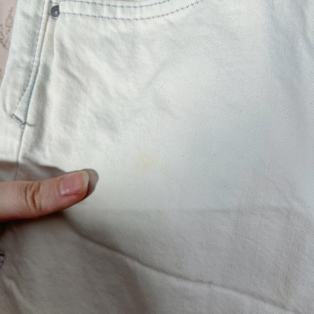 GAP High Rise Slim Cut-Offs Bleached White Denim Shorts Distressed Size 27