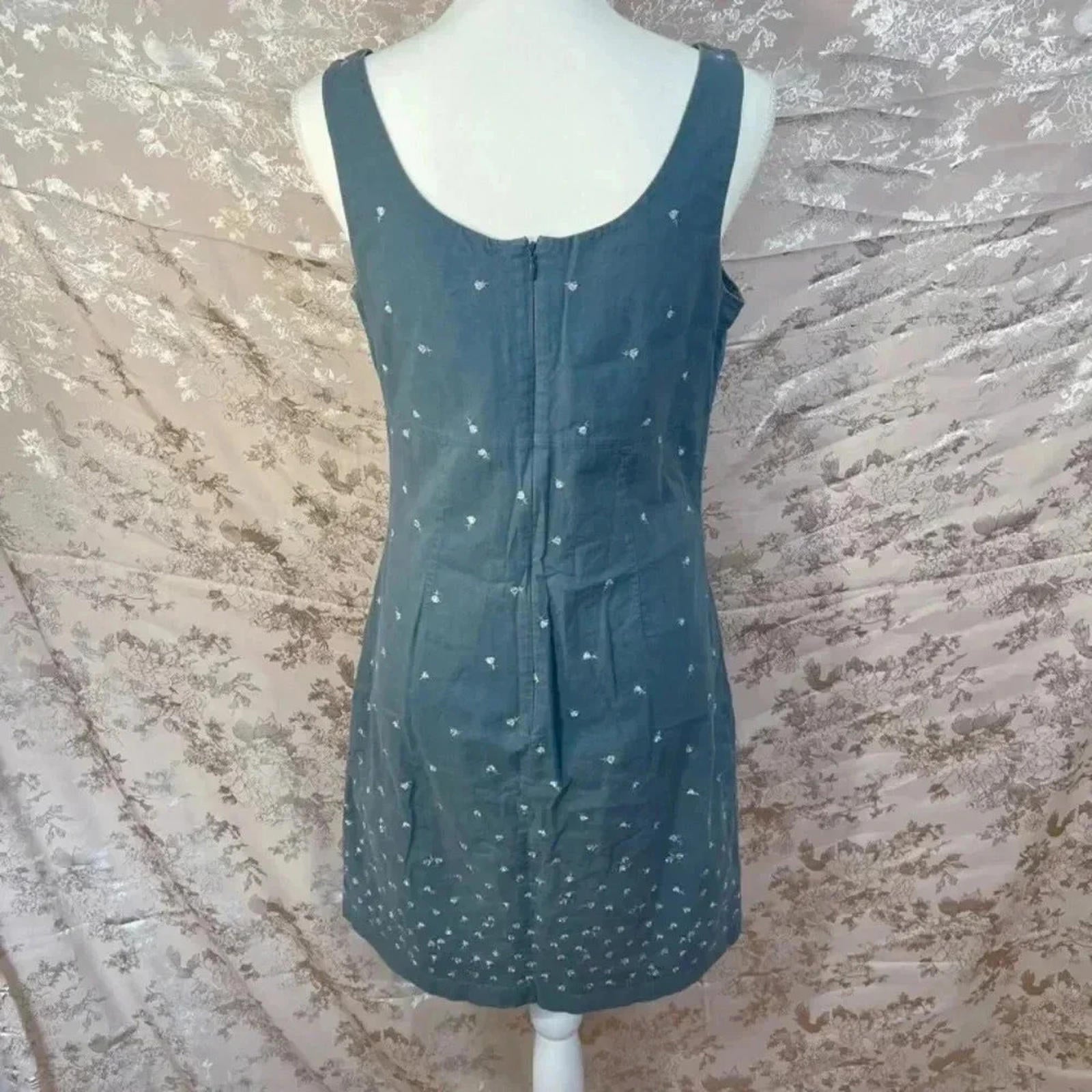 y2k Vintage J Crew Blue Flower Embroidered Dress Women's Size 10