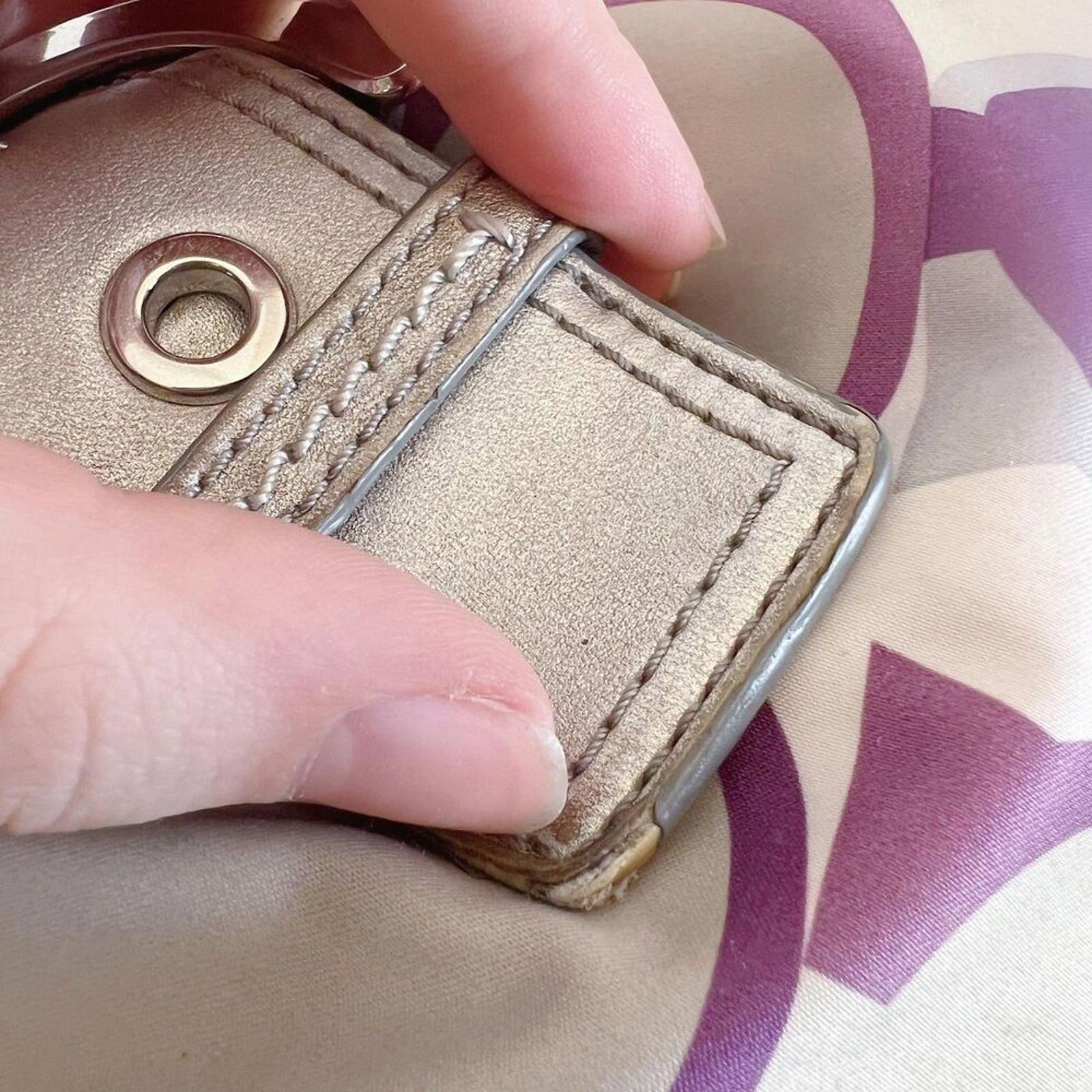 Coach y2k Vintage Signature Soho Satin Scarf Print Purple Silver Monogram Bag