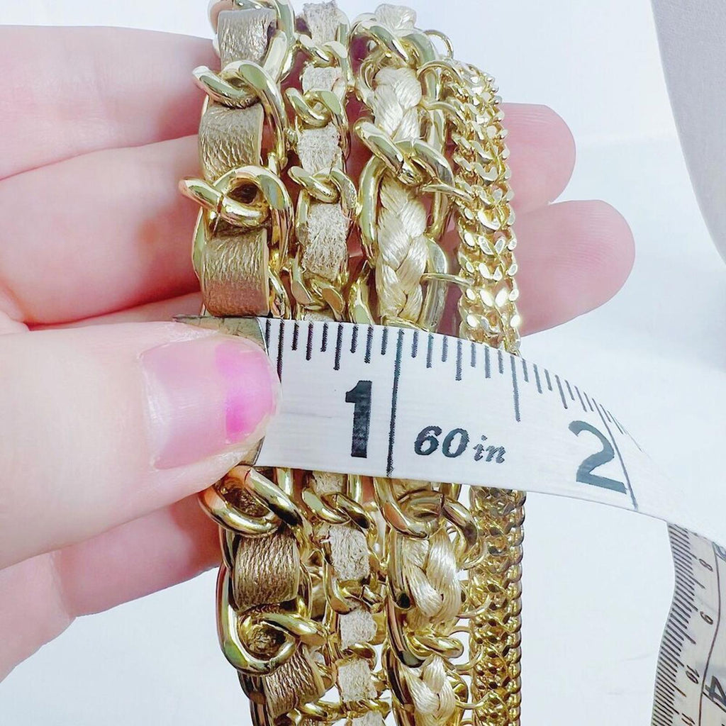 WHBM Gold Chain Multistrand Bib Necklace Leather Braiding Statement Choker