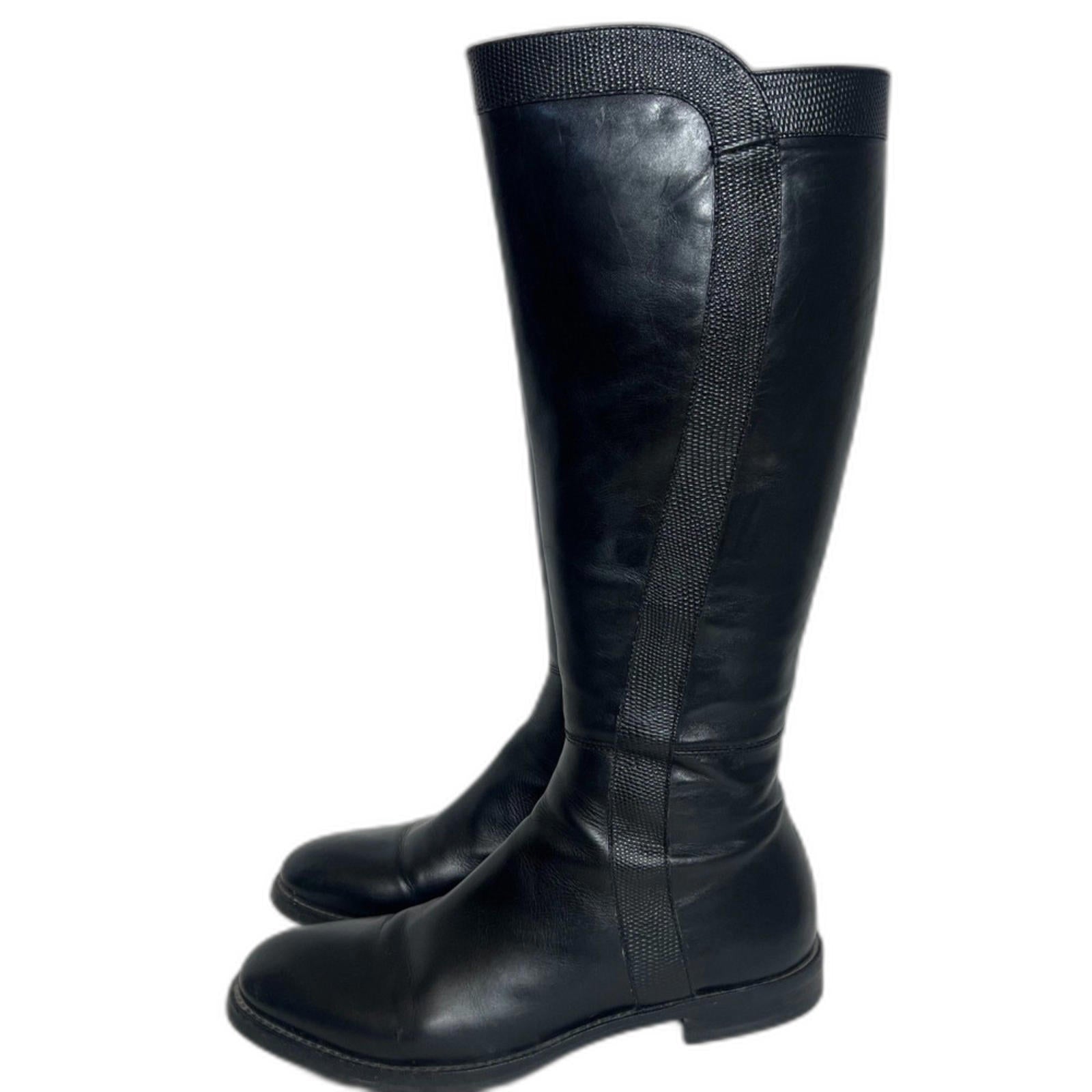 AGL Attilio Giusti Leombruni Black Leather Knee High Riding Boots Size 8.5
