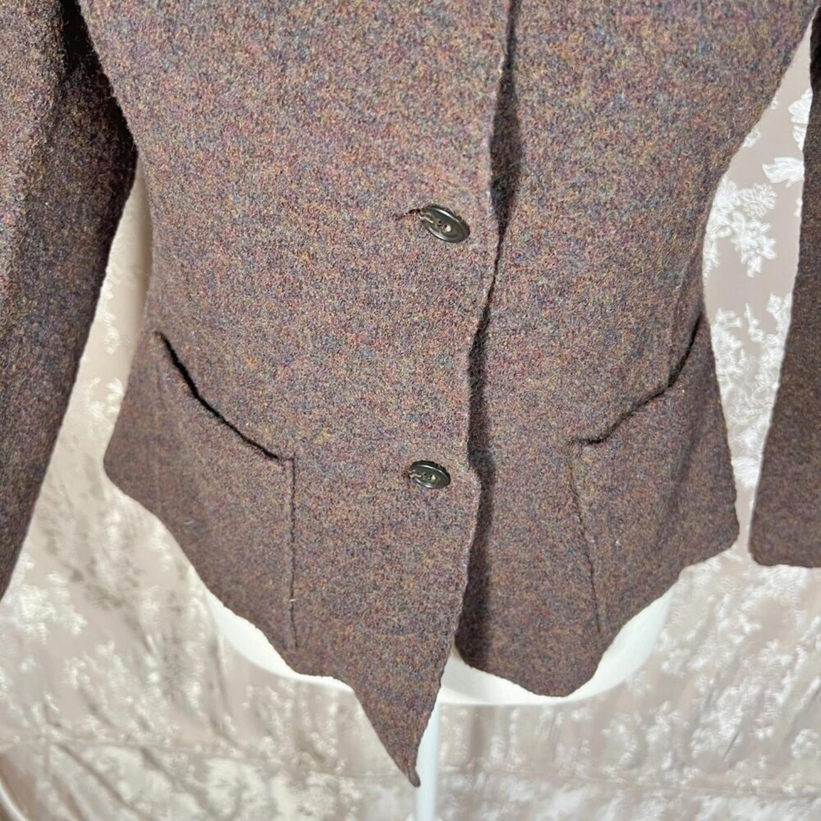 100% Wool Land's End Brown Button Up Jacket Blazer Coat Old Money Size M