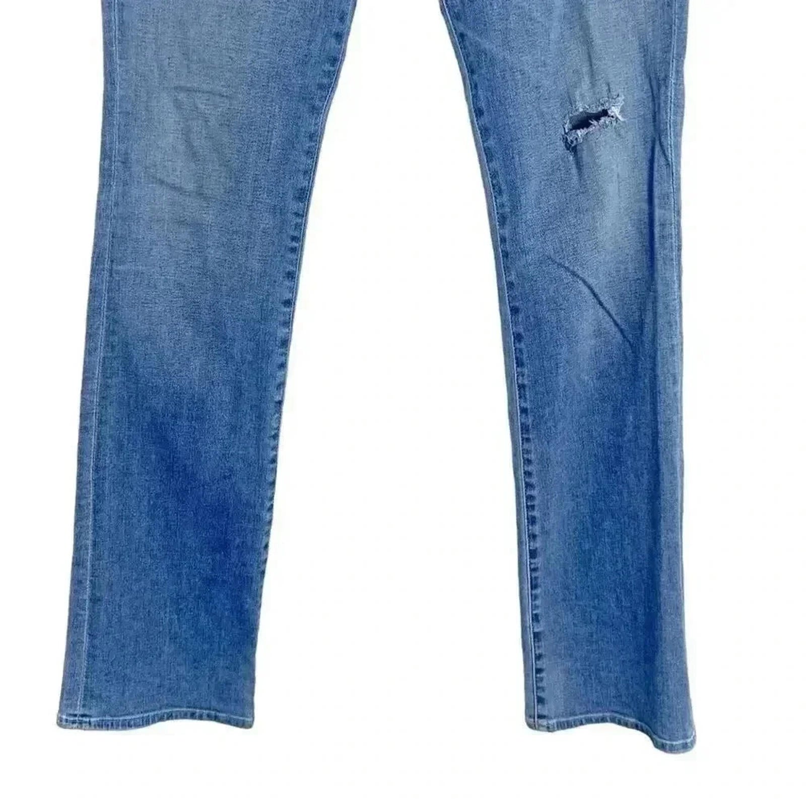 AG The Olivia Skinny Boot Cut Jeans Distressed Light Wash Low Rise Size 27 Denim