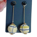 Yellow Black Plaid Ball Statement Drop Earrings
