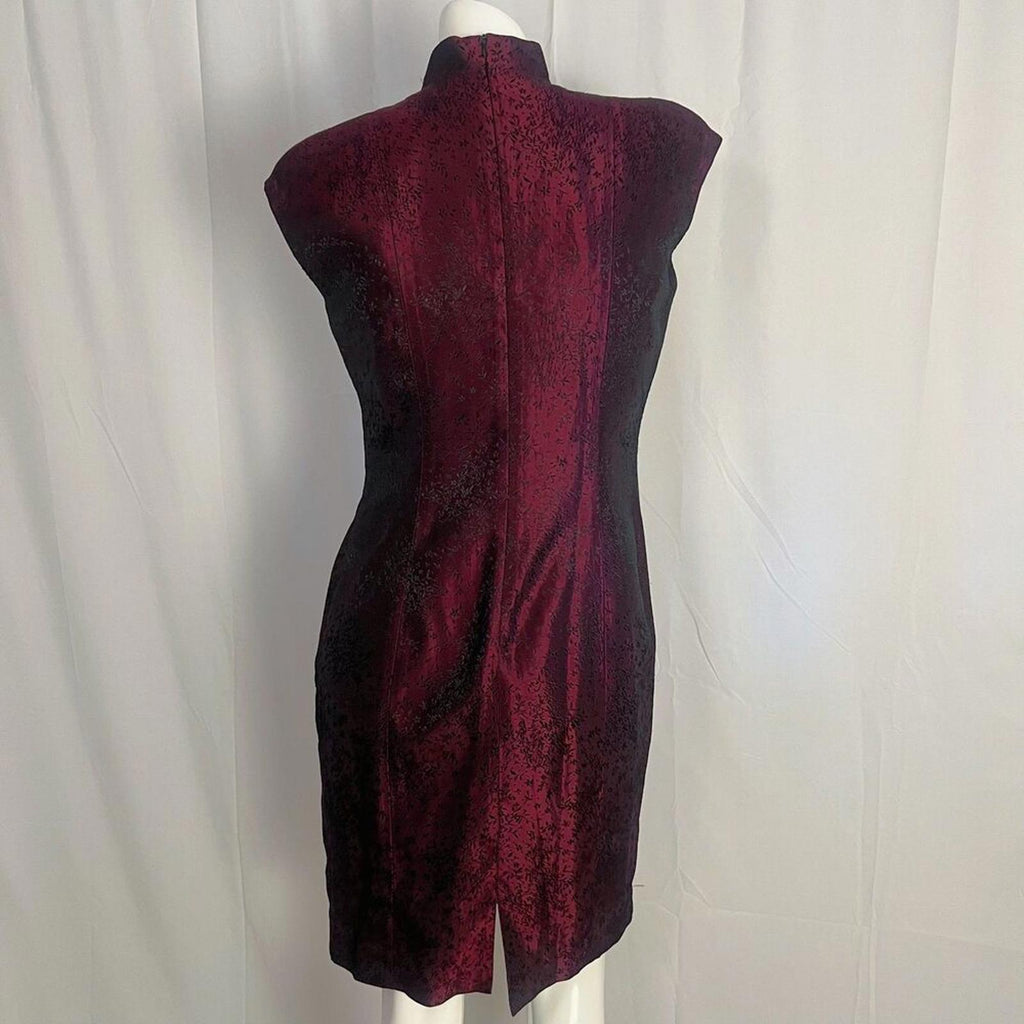 Jones New York Garnet Purple Floral Mini Dress Asian Chinese New Year Size 6
