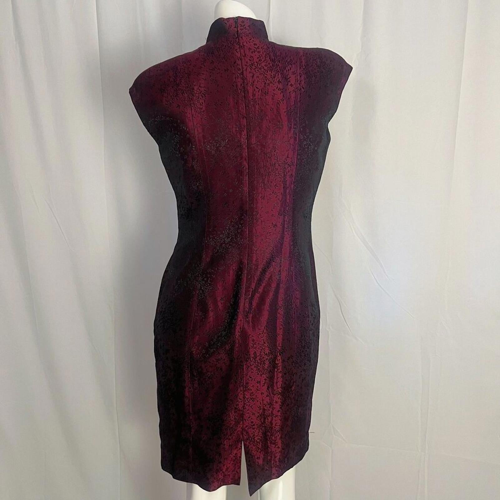 Jones New York Garnet Purple Floral Mini Dress Asian Chinese New Year Size 6