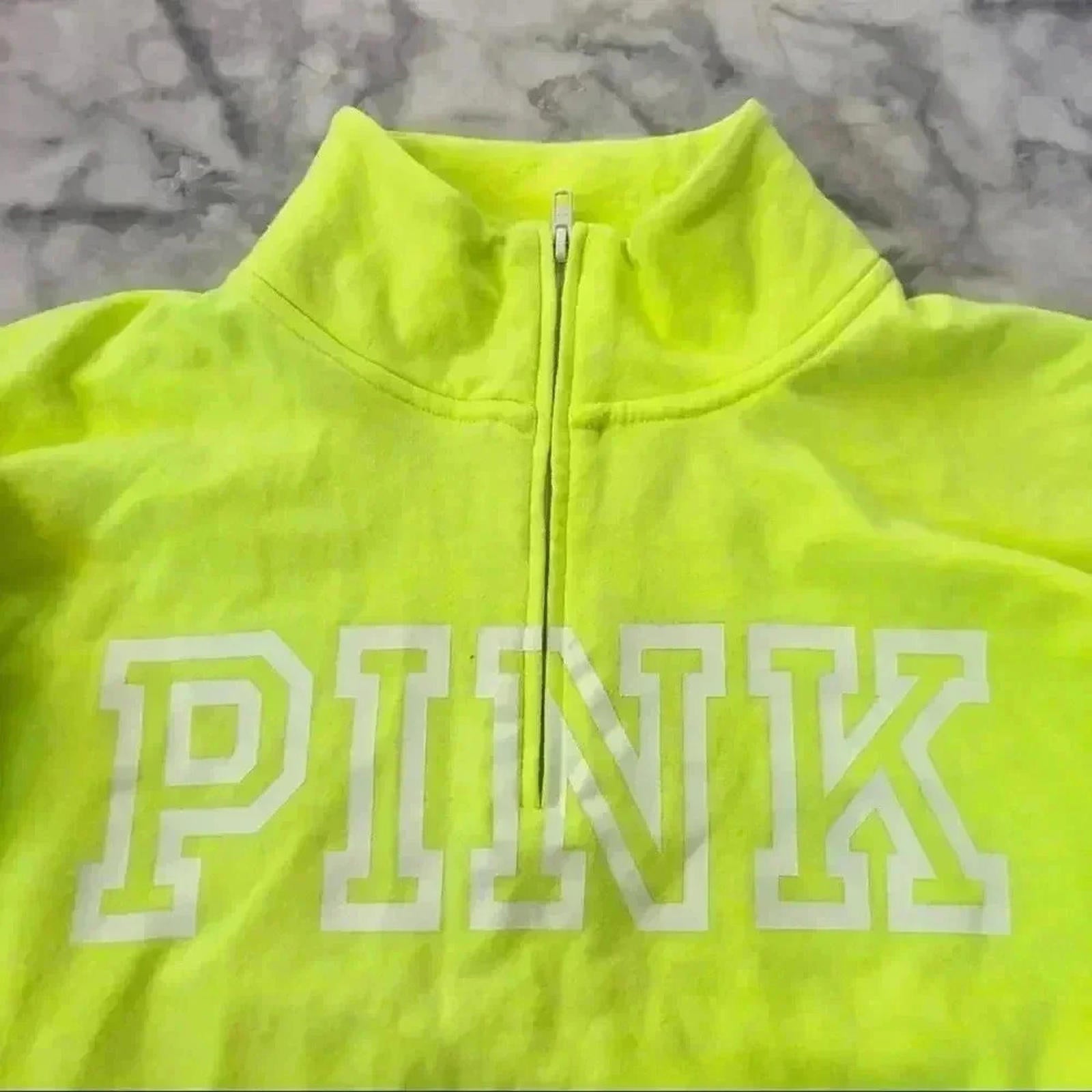 VS PINK Neon Yellow Quarter Zip Jacket Women's Size S