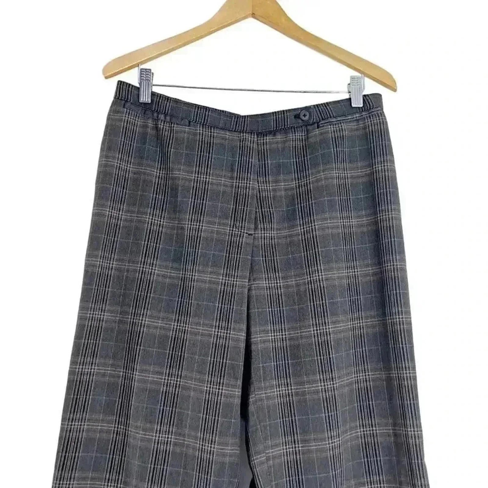 y2k Vintage Brown Plaid Pants Straight Leg Office Siren Women's Size 12