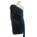 NWT Aidan Mattox Black One Shoulder Puff Sleeve Satin Dress Size 10