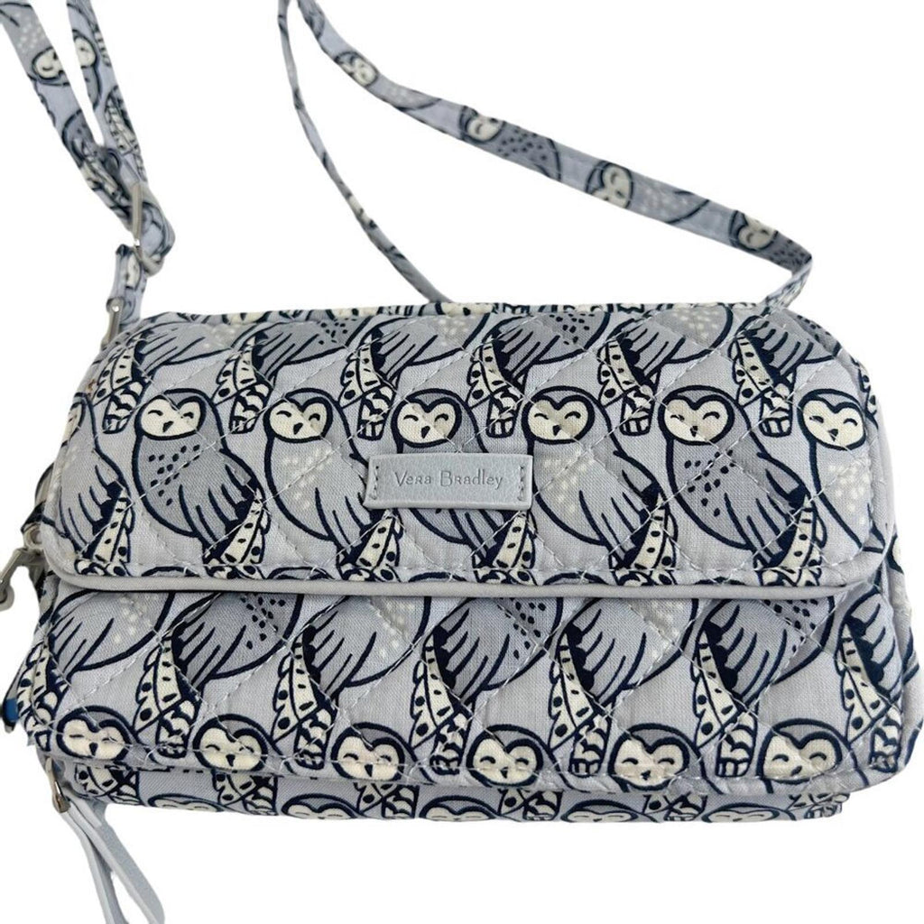 NWT Vera Bradley Grey Owl Print Performance Twill All in One Crossbody Purse
