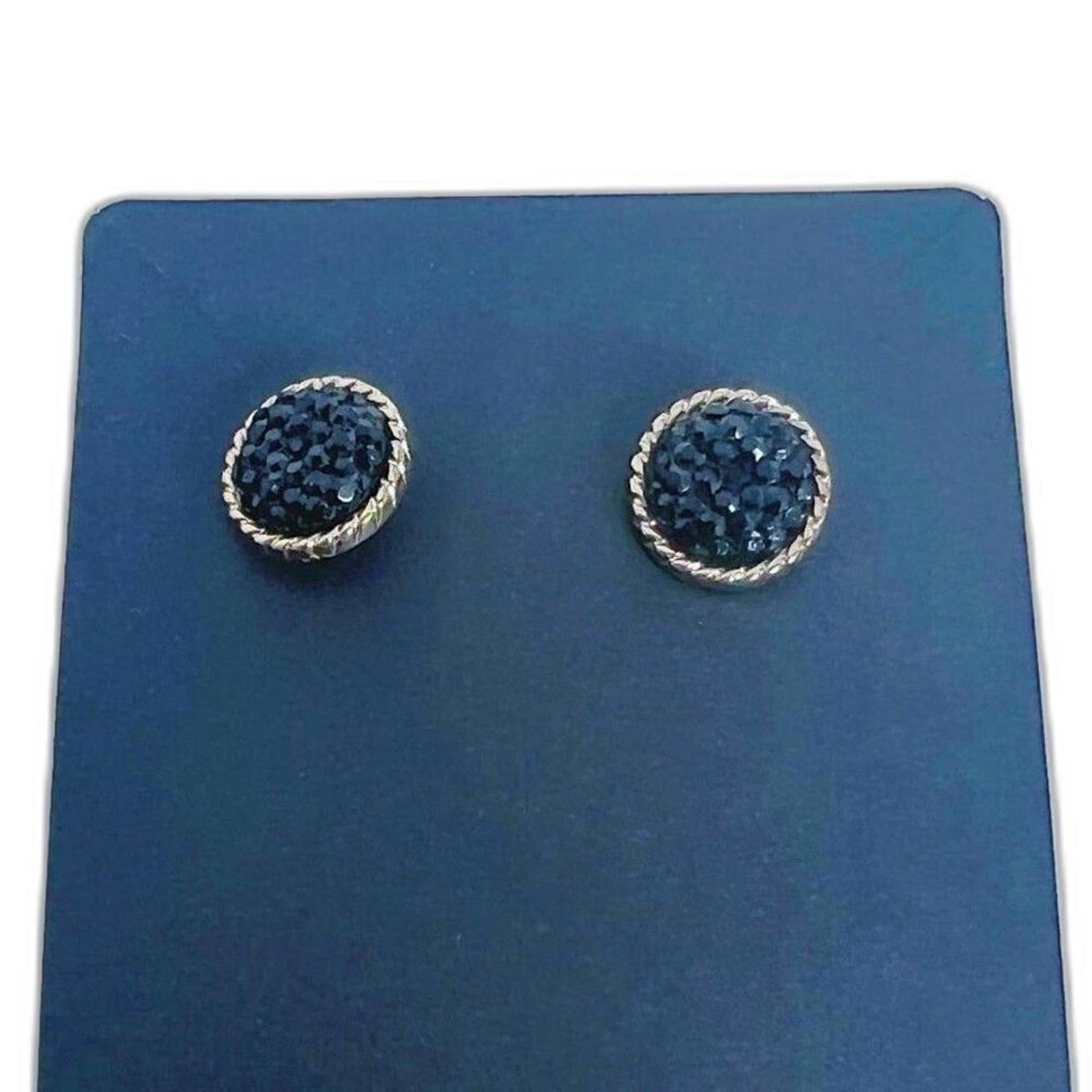 Vintage Black Clustered Stone Gold Rim Earring