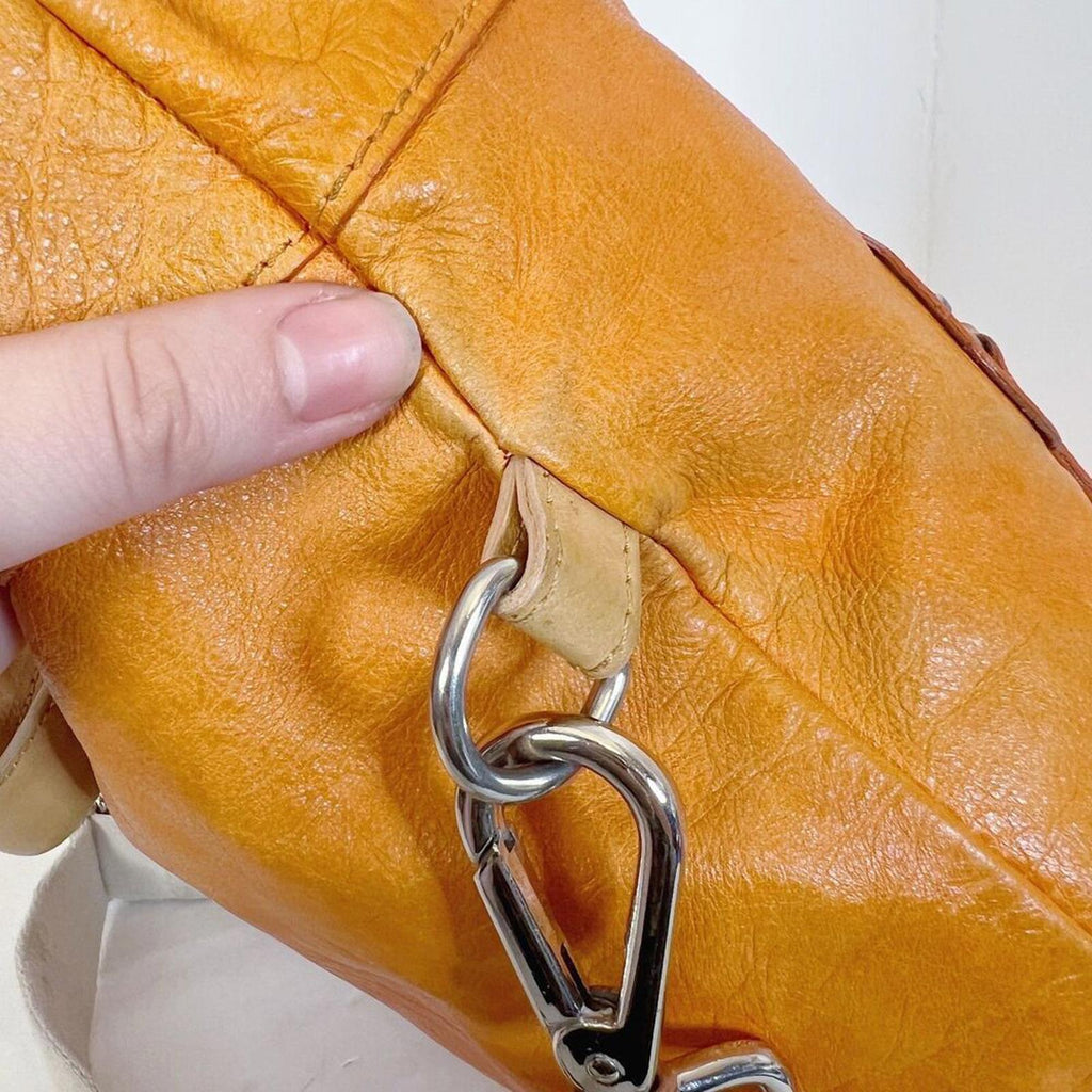 Maurizio Taiuti Italian Orange Leather Handbag Crossbody Purse