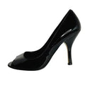 Enzo Angiolini Black Patent Leather Peep Toe Pumps Heels Stilettos Size 8.5