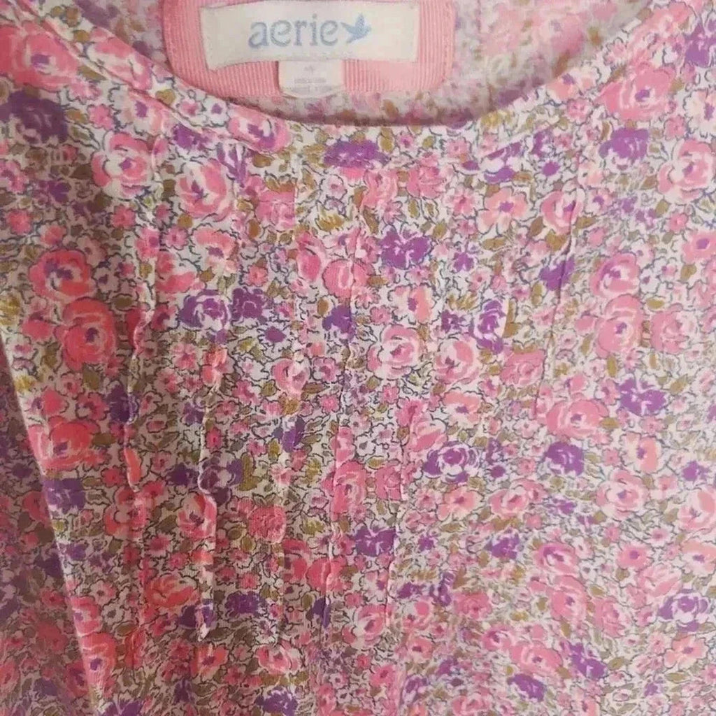 ❤️ 3/$15 Aerie Pink Purple Floral Cami Tank Top Women's Size S