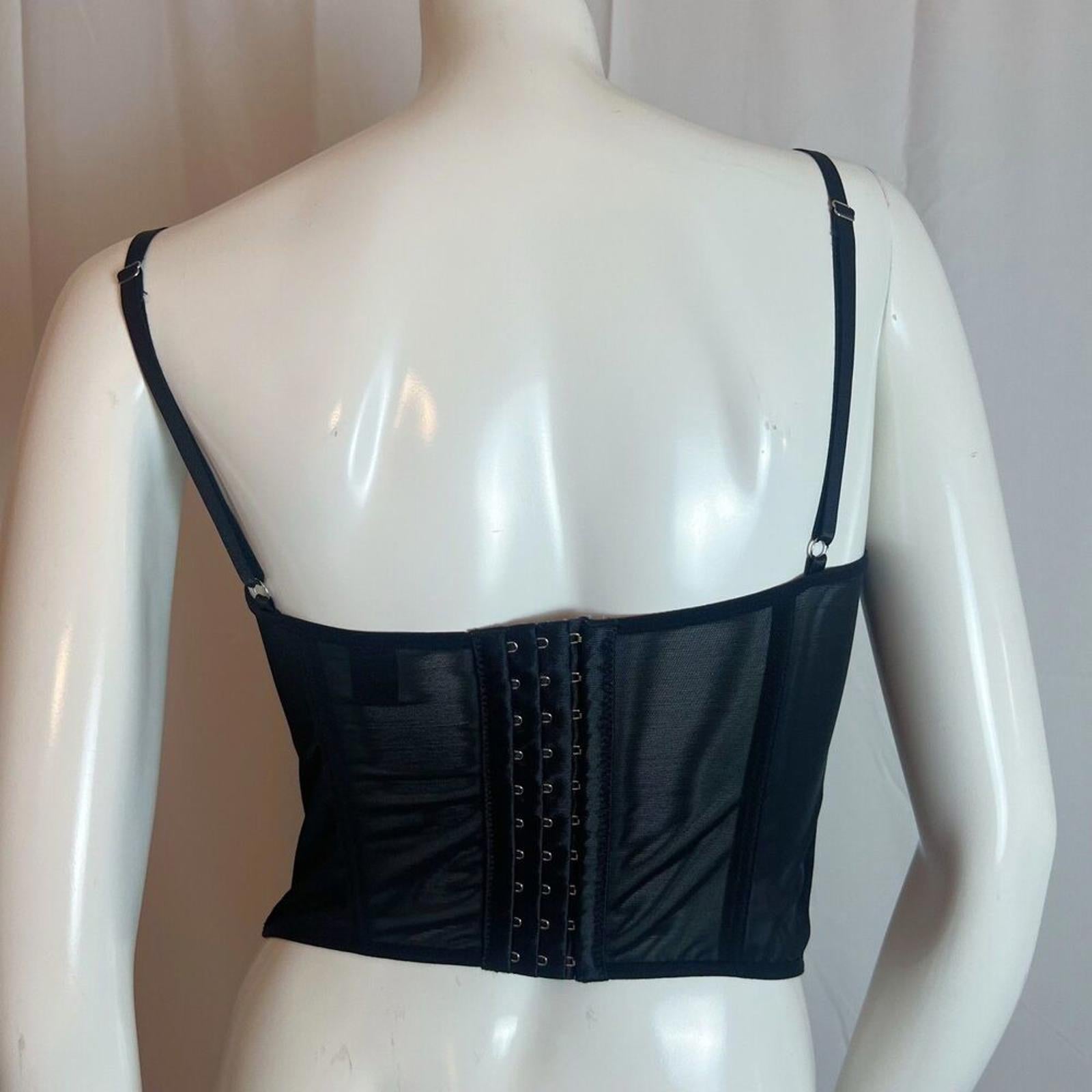 Black Lace Corset Bustier Boning Shein Women's Size M