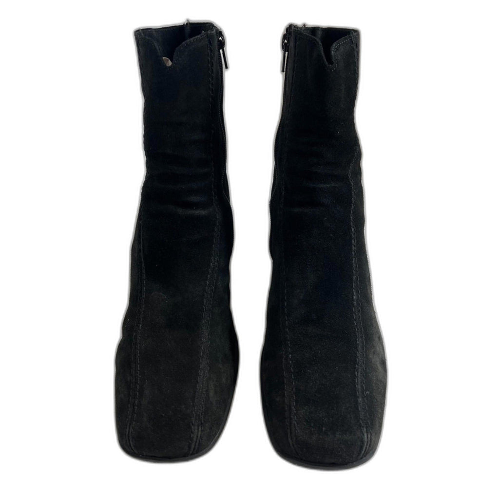 La Canadienne Elizabeth Boot $475 MSRP Black Suede Wedge Booties Size 12