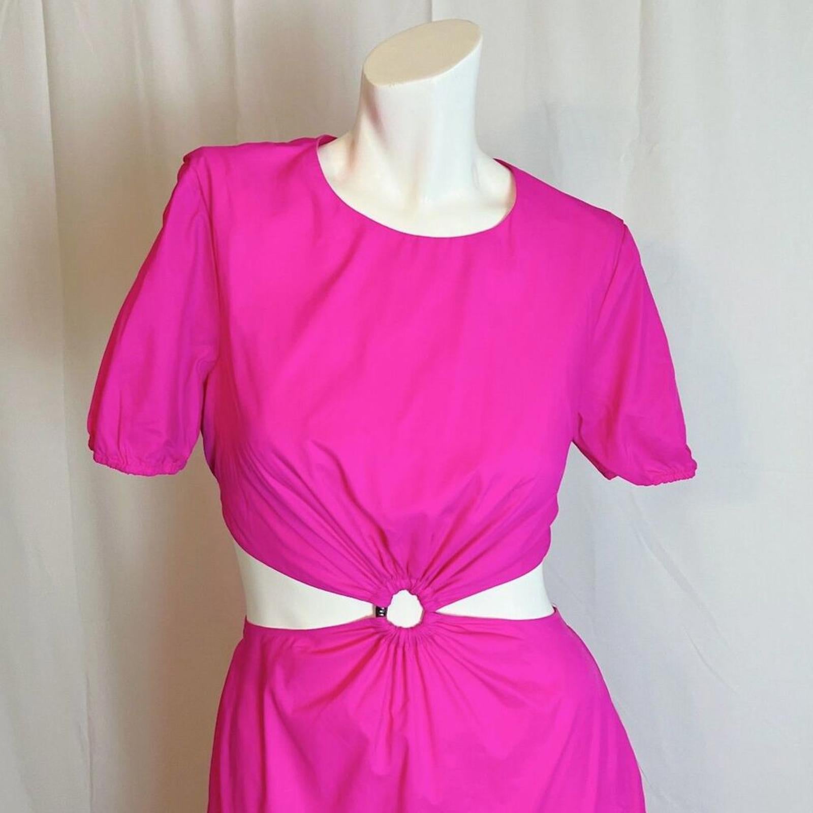 Staud Calypso Cutout Maxi Dress O Ring Neon Pink Summer Dress Size S
