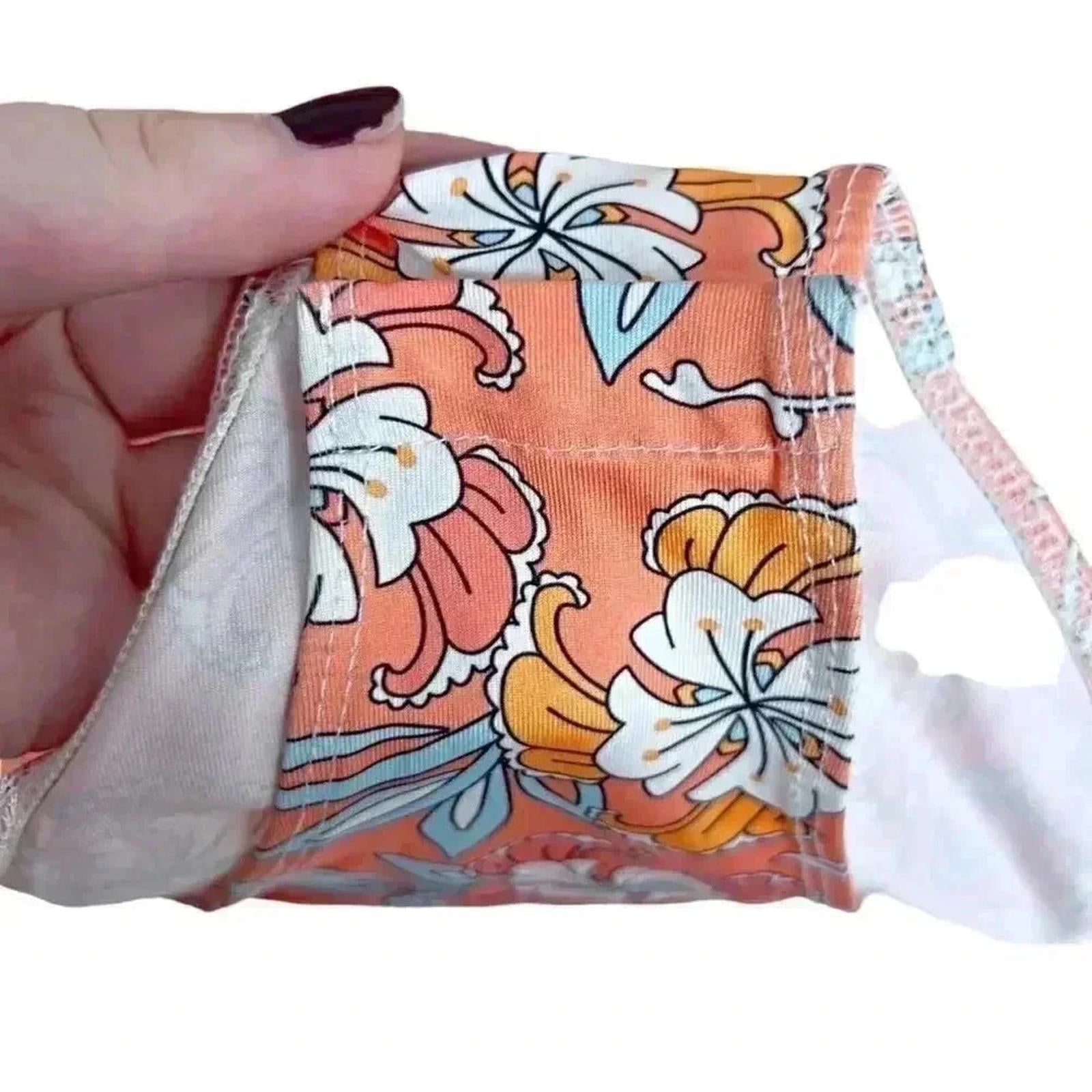 Orange Floral Bodysuit Flowers Festival Rave Coachella Women's Size L