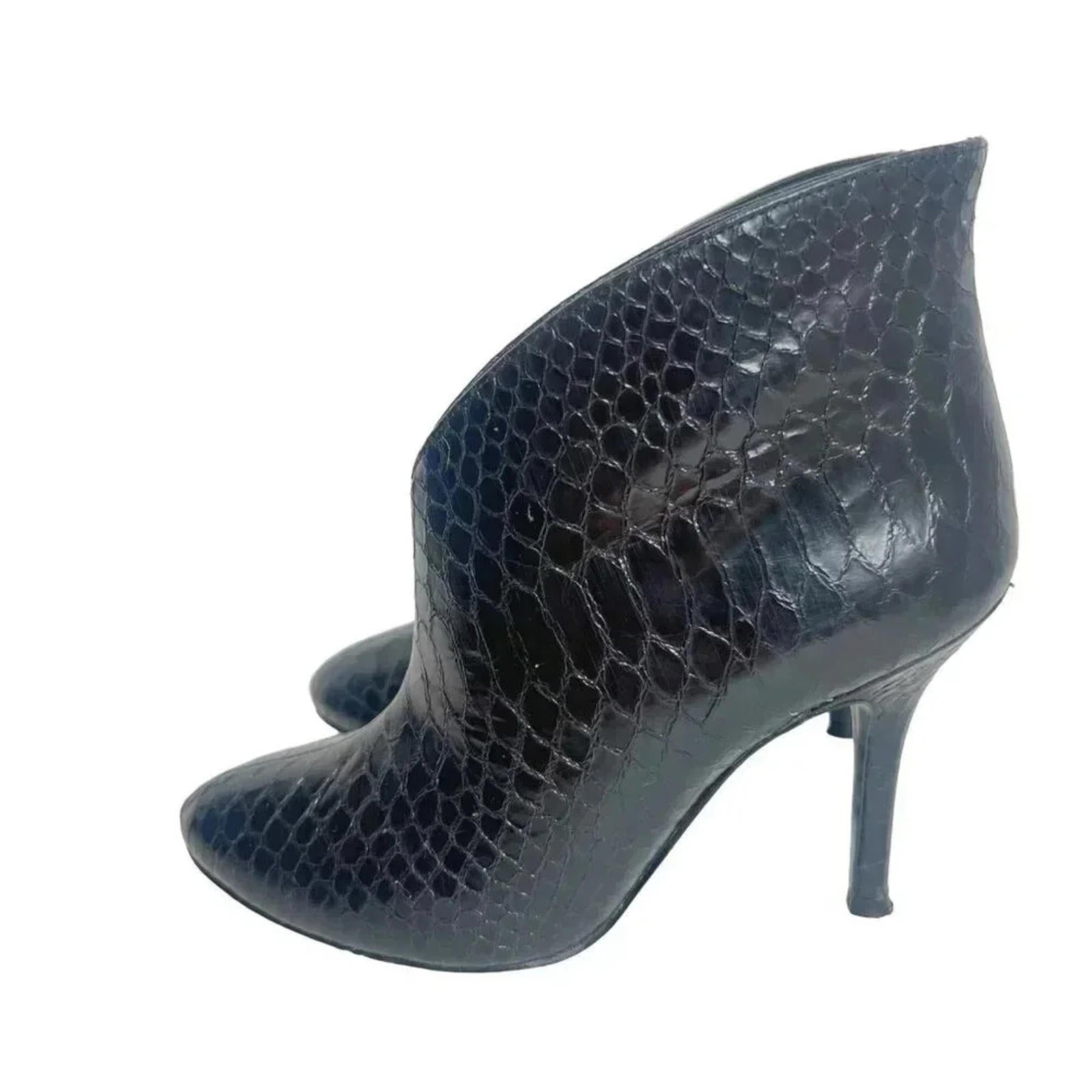 Vince Camuto Caden Black Snake Print Heeled Booties Women's Size 6.5