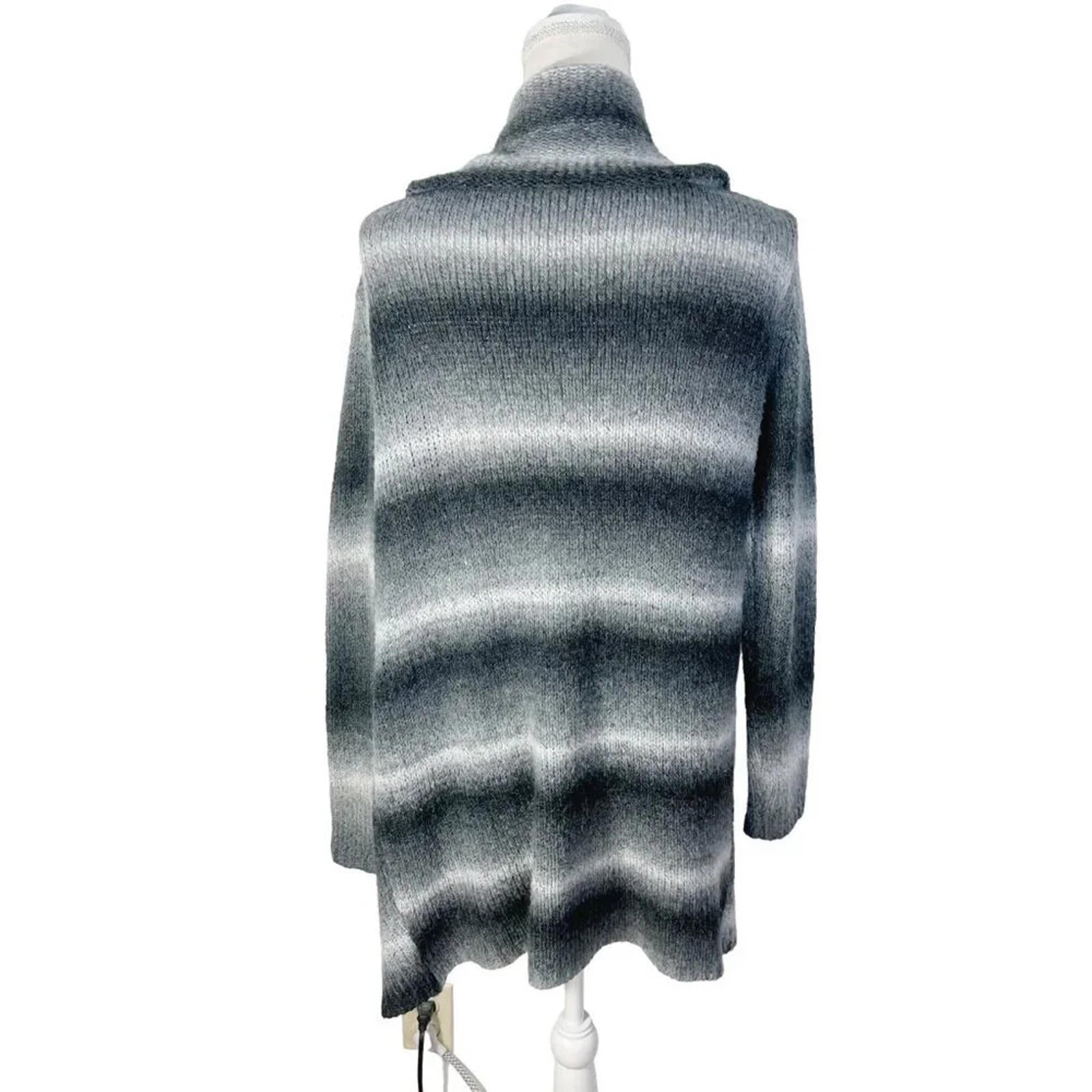 Saks 5th Avenue Blue Grey Striped Cardigan Ombre Sweater Women's Size S