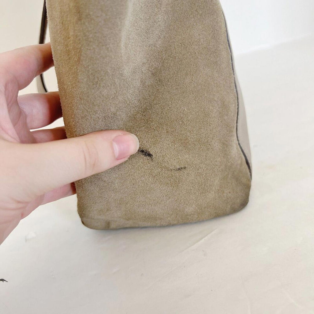 Coach Ava Tote in Taupe Leather and Suede Mixed Fabric Shoulder Bag Purse