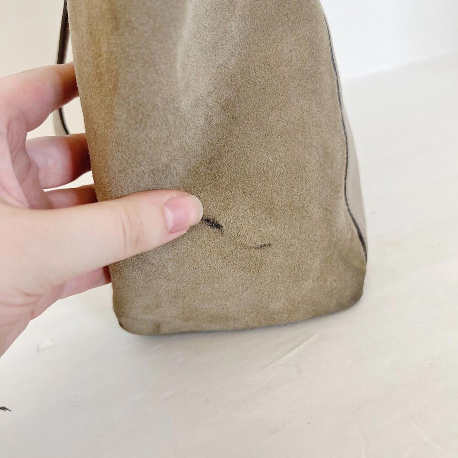 Coach Ava Tote in Taupe Leather and Suede Mixed Fabric Shoulder Bag Purse
