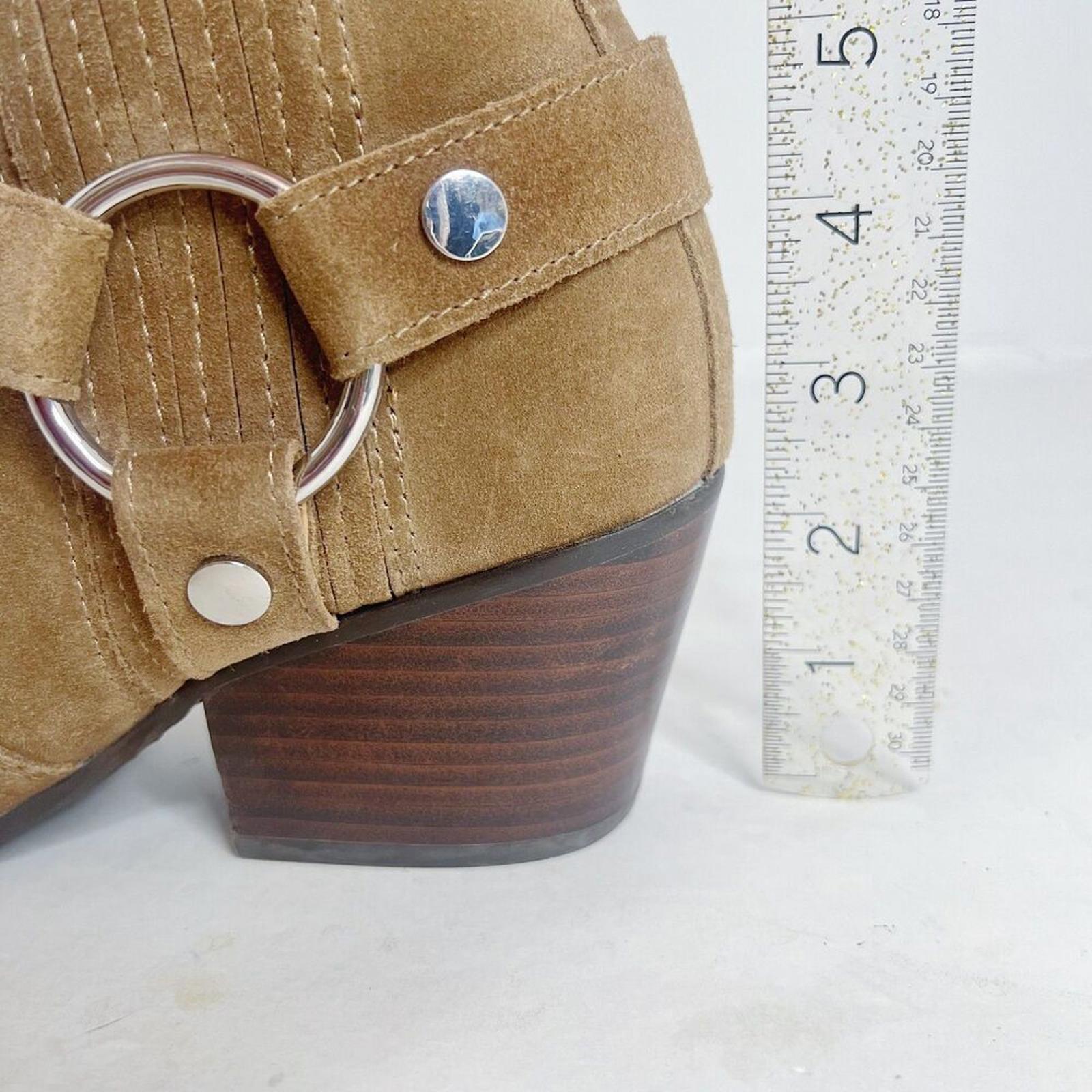 Marc Fisher Halie Tan Suede Booties Leather Ankle Boots Western Size 9