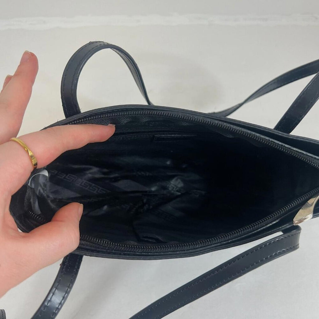 Beijo Black Patent Leather Silver Studded Purse Handbag Shoulderbag