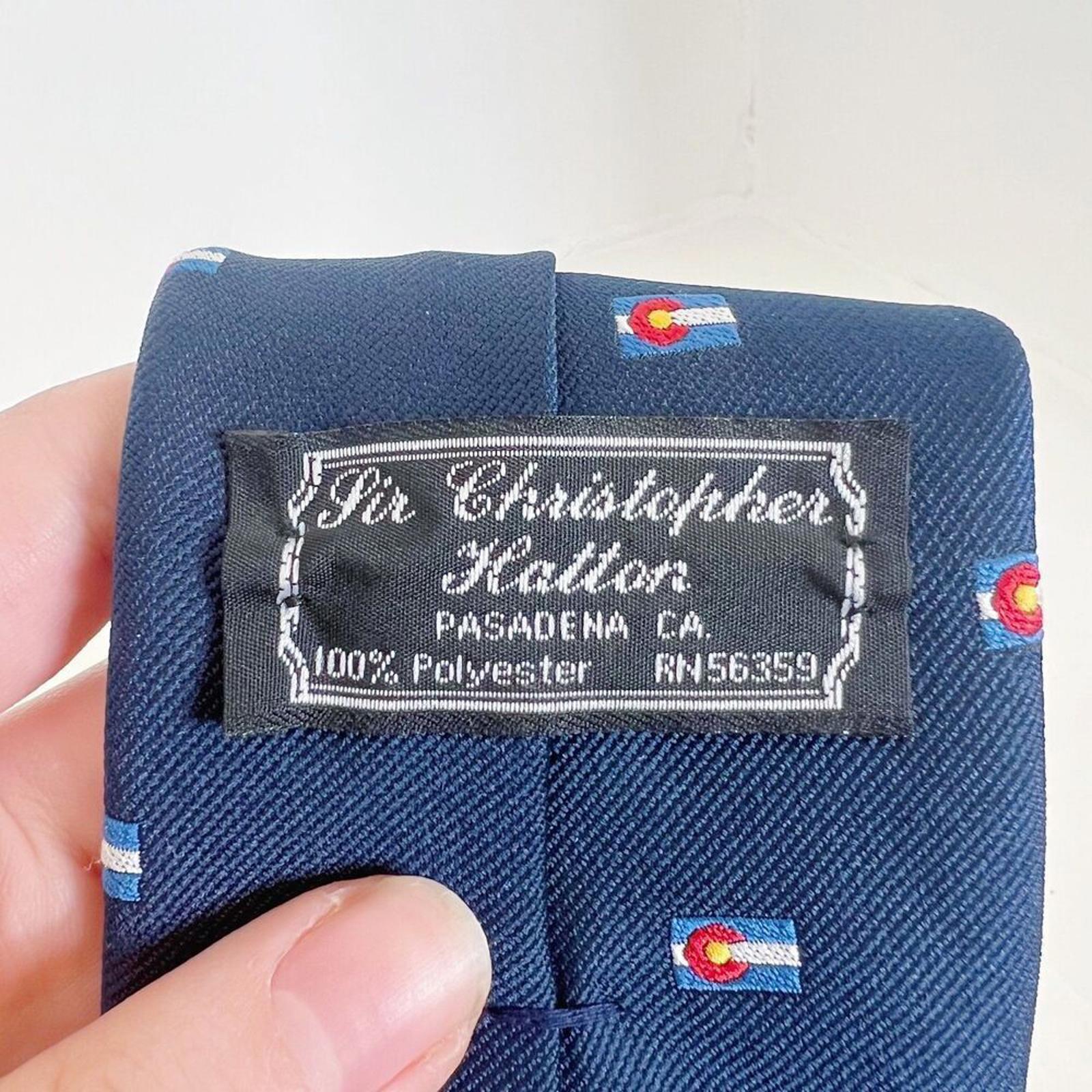 Sir Christopher Hatton Navy Blue Colorado Flag Tie
