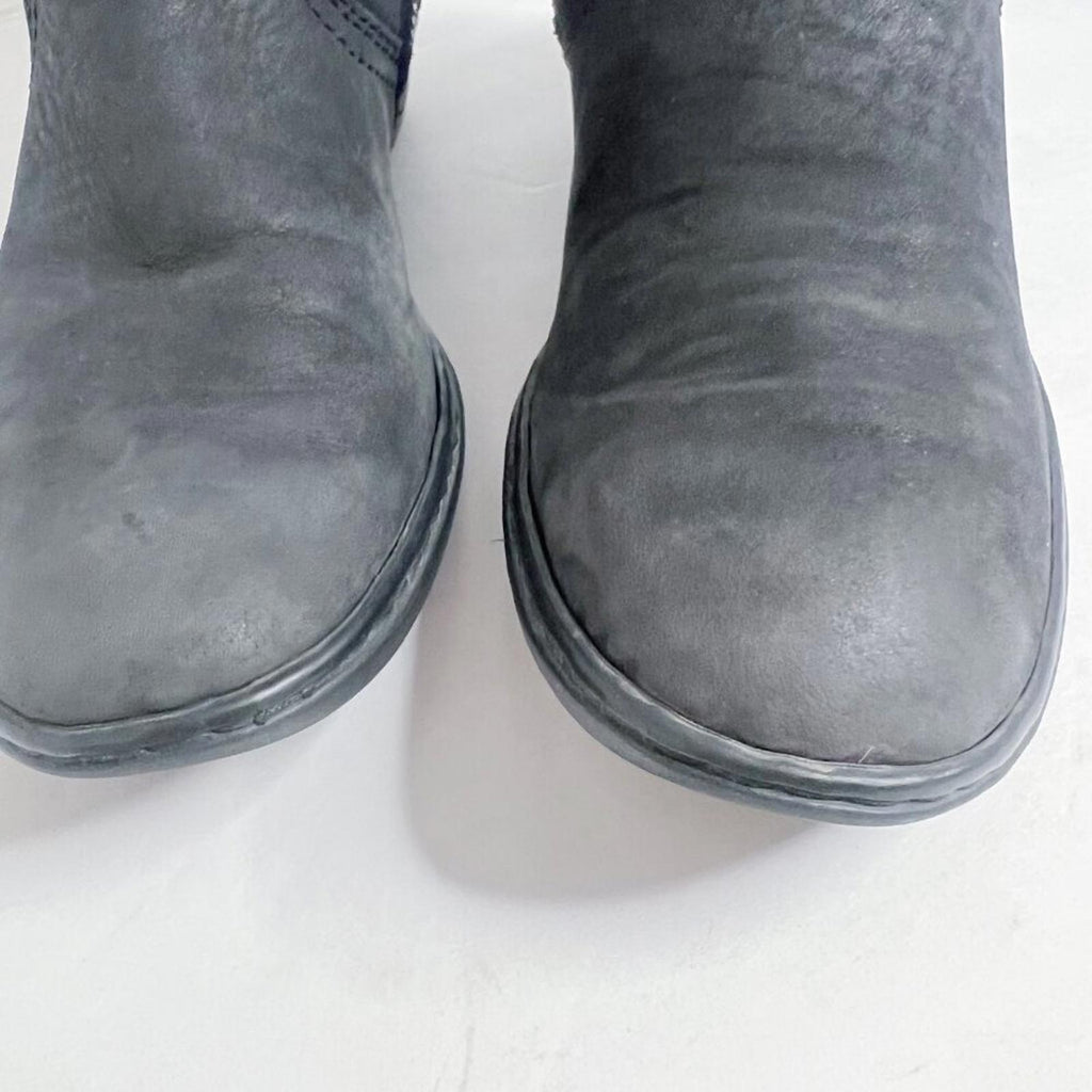 Born Grey Suede Knee High Foldover Zip Up Boots Women's Size 6.5