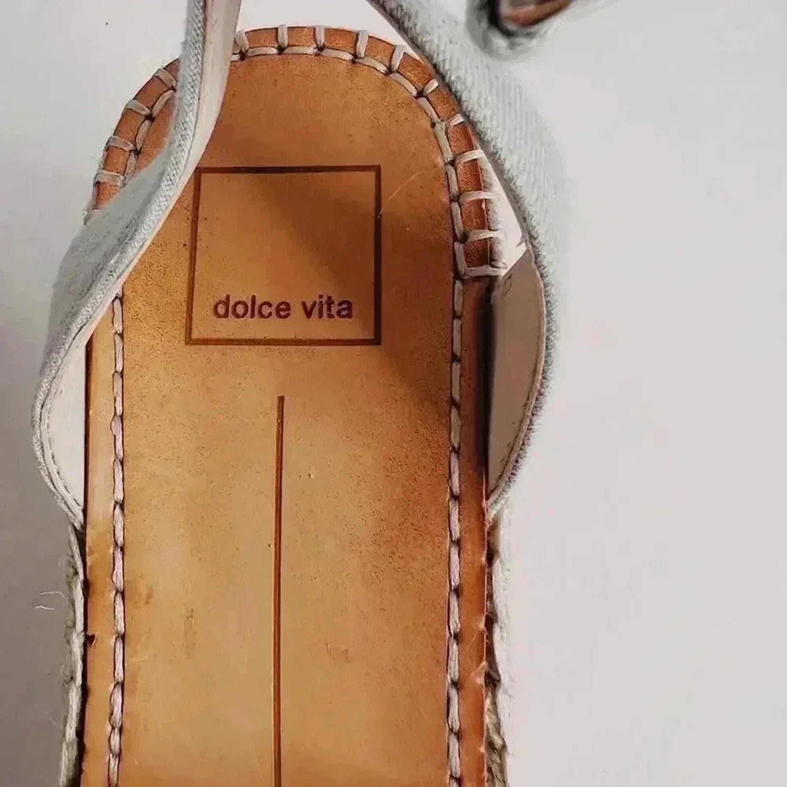 Via Spiga White Leather Wedges Woven Sandal Heels Women's Size 8