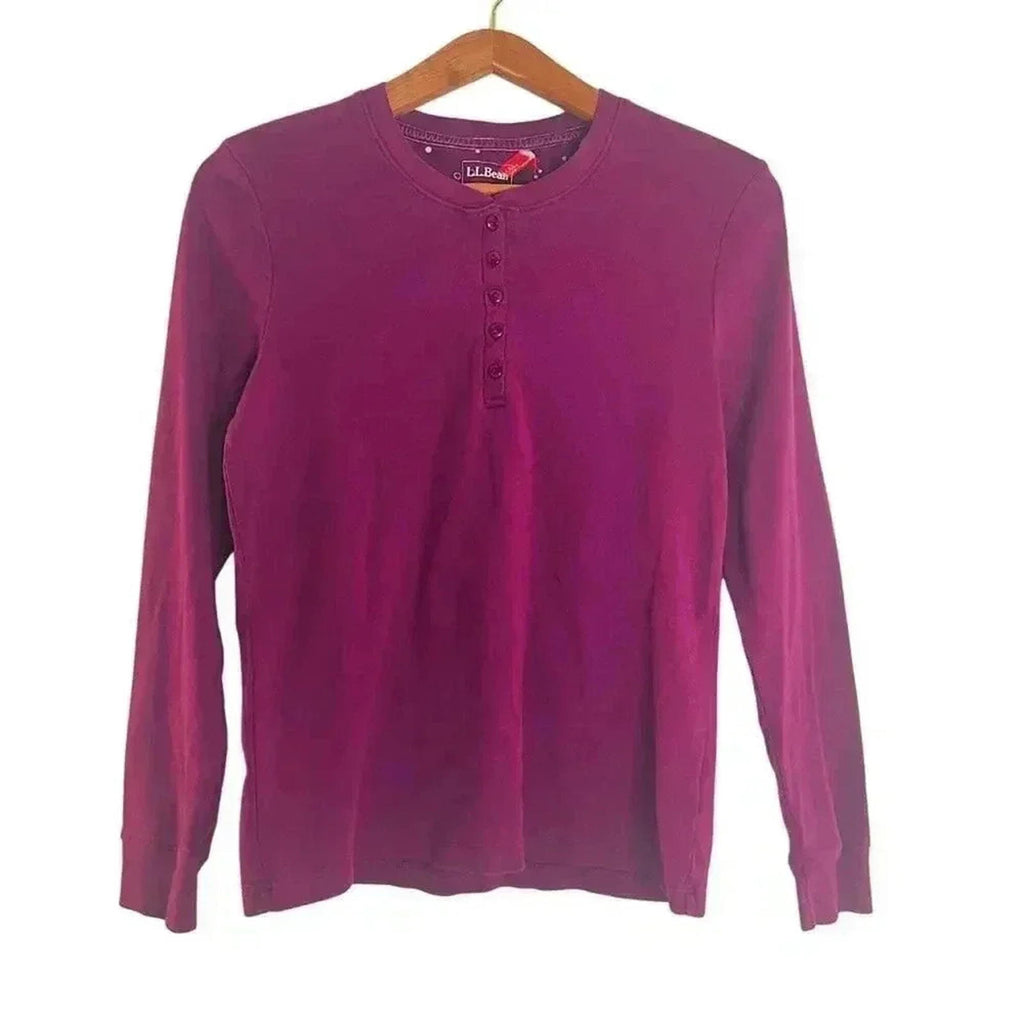 NWOT LL Bean Maroon Burgundy Button Up Long Sleeved Shirt Women's Size M