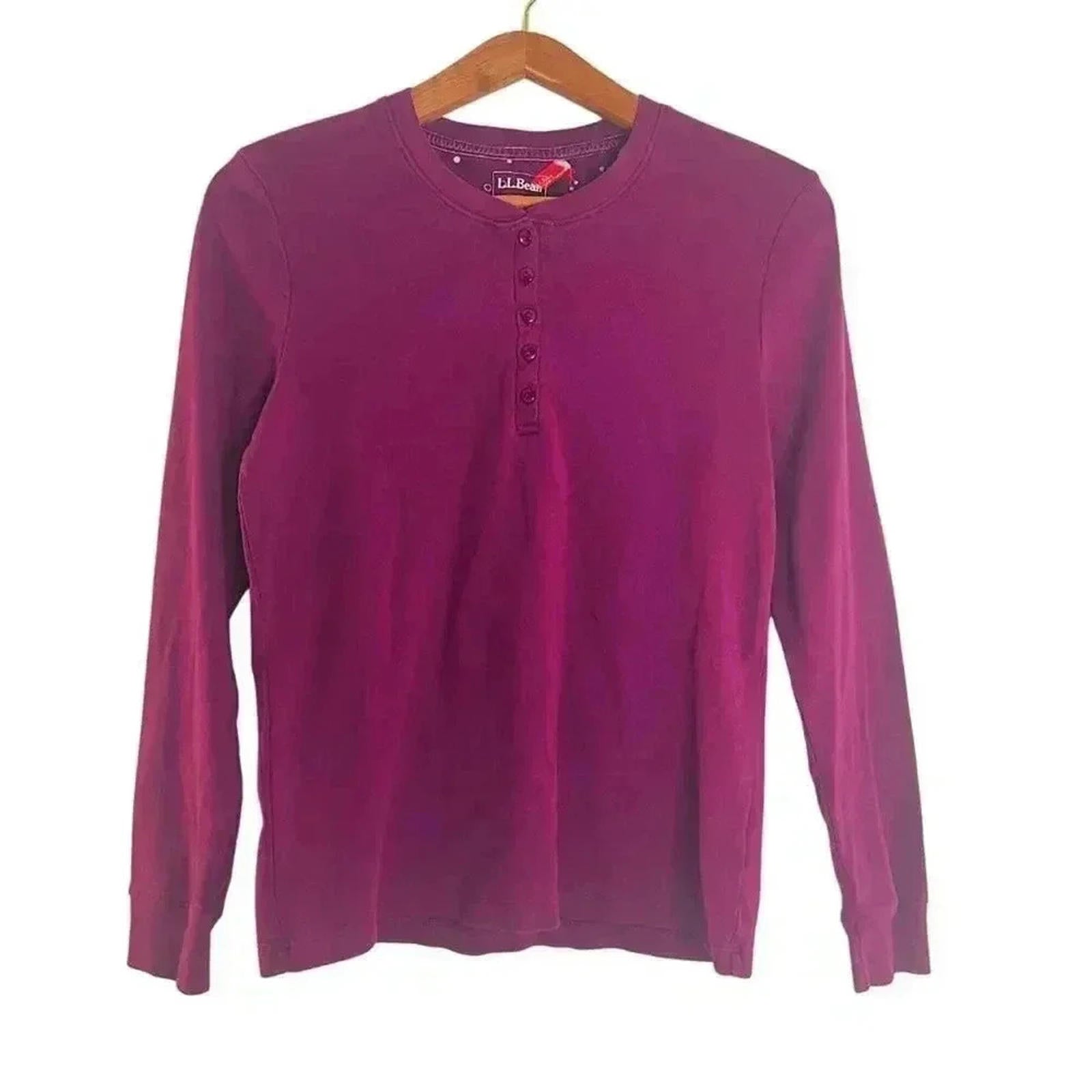 NWOT LL Bean Maroon Burgundy Button Up Long Sleeved Shirt Women's Size M