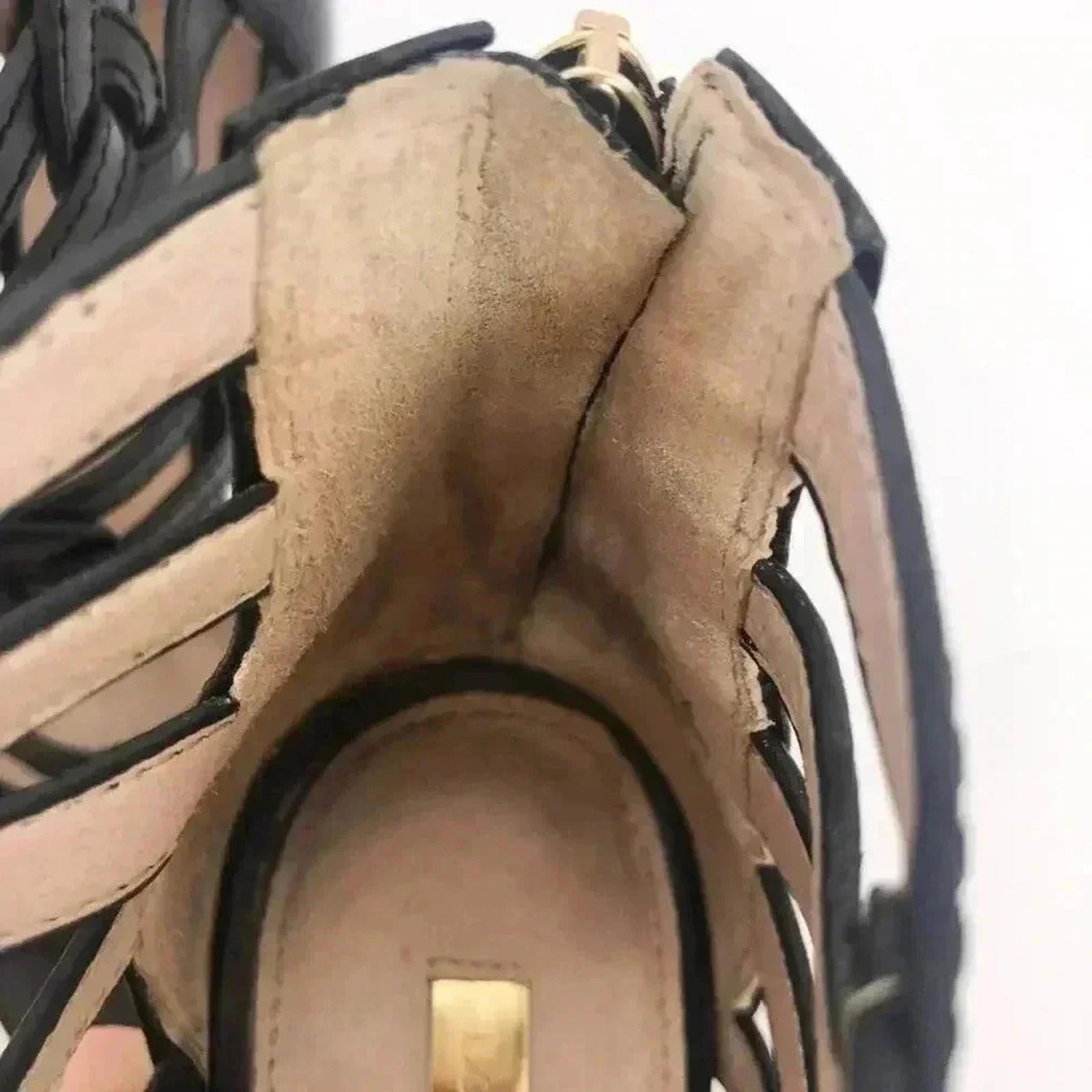 Louise et Cie Katy Black Leather Stiletto Strappy Sandal Pump Heel Size 7.5 US